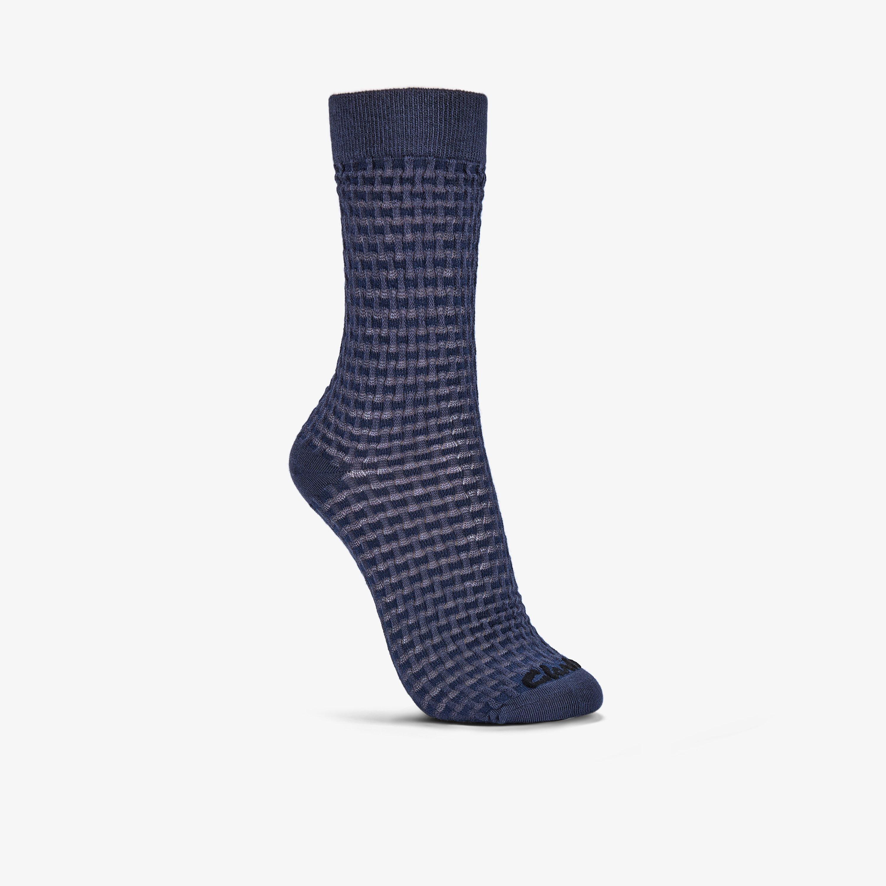 Clarks Basket Weave Crew Sock In Blue