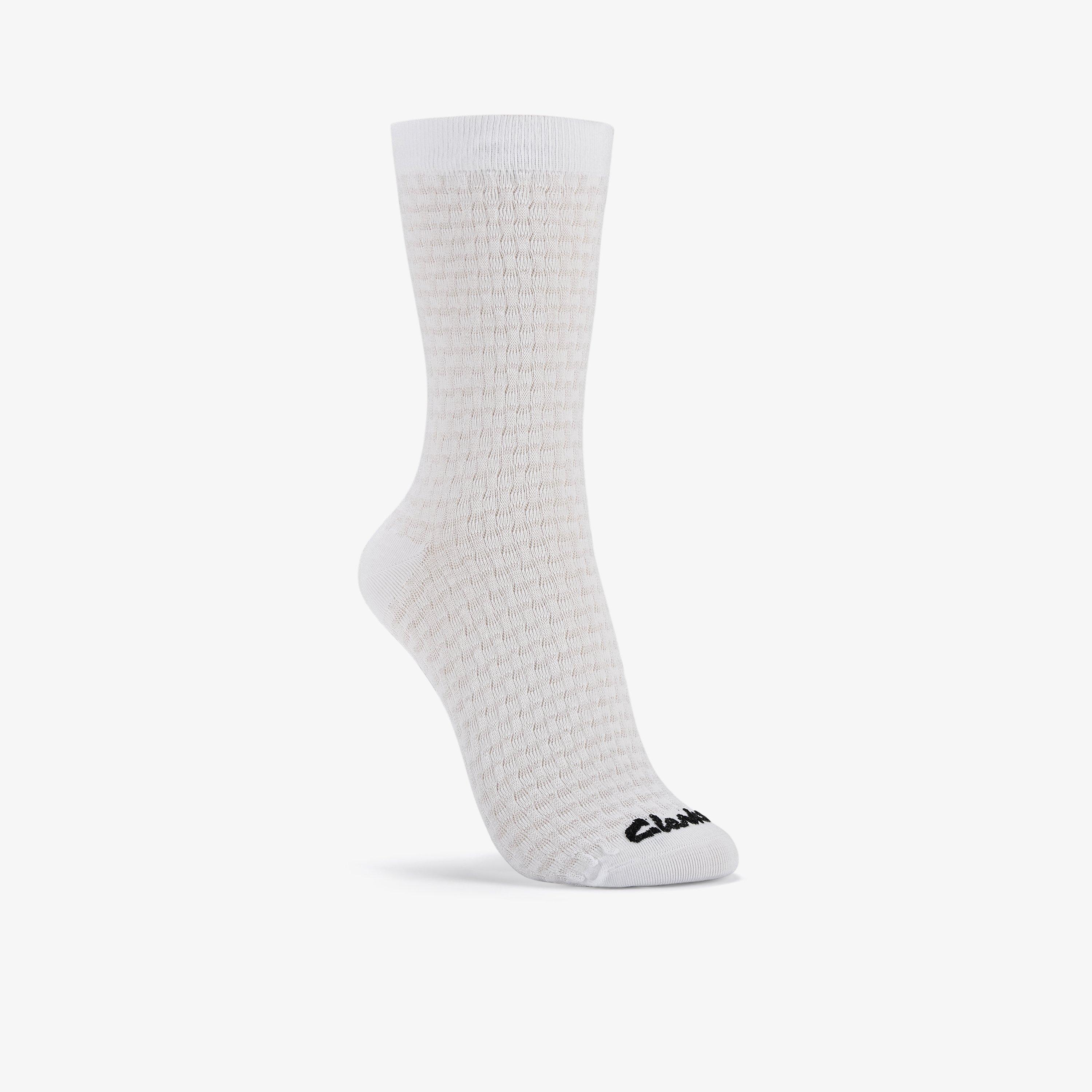 Basket Weave Crew Sock White Socks, view 1 of 3