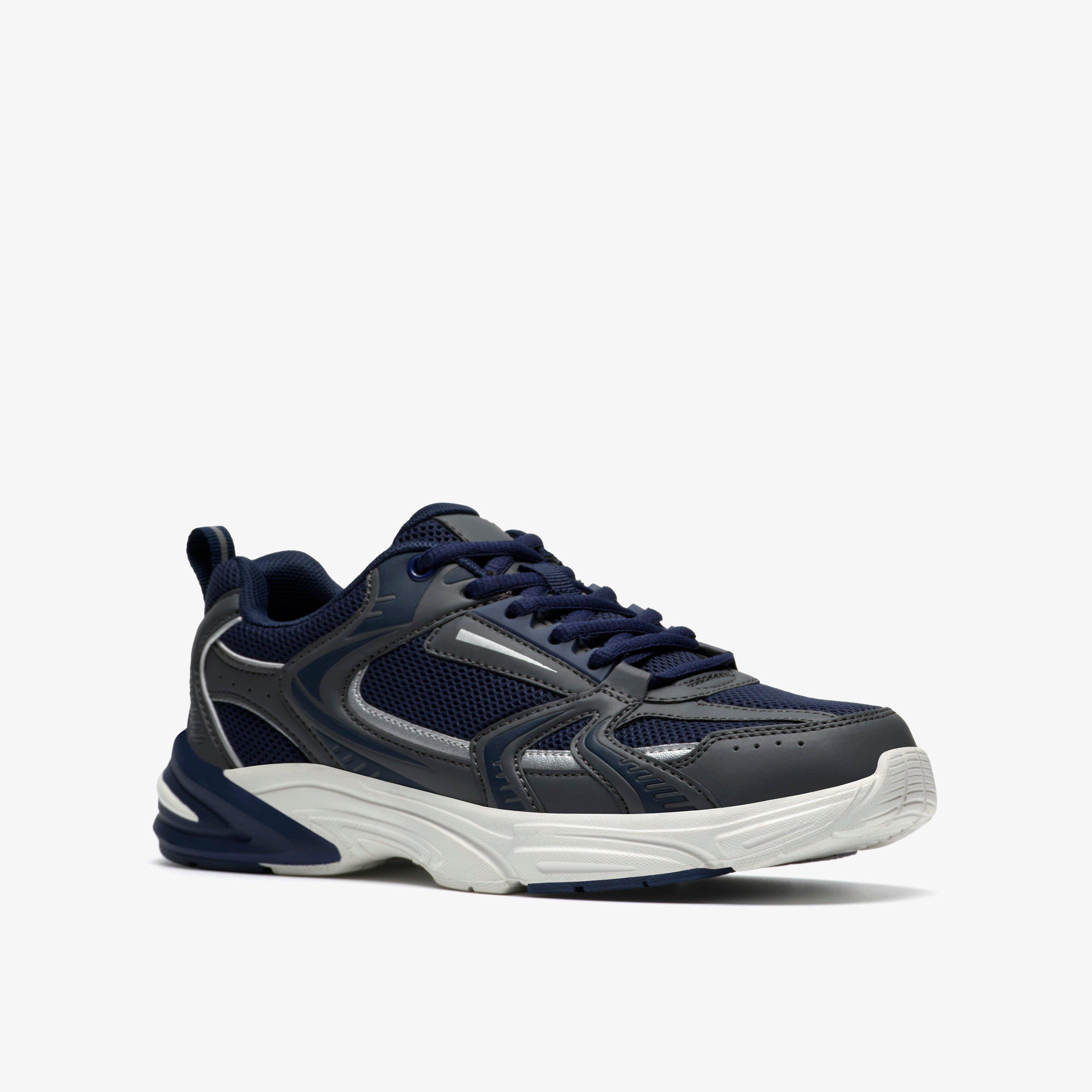 Crafton Move Older Navy Combination Synthetic Trainers, view 4 of 6