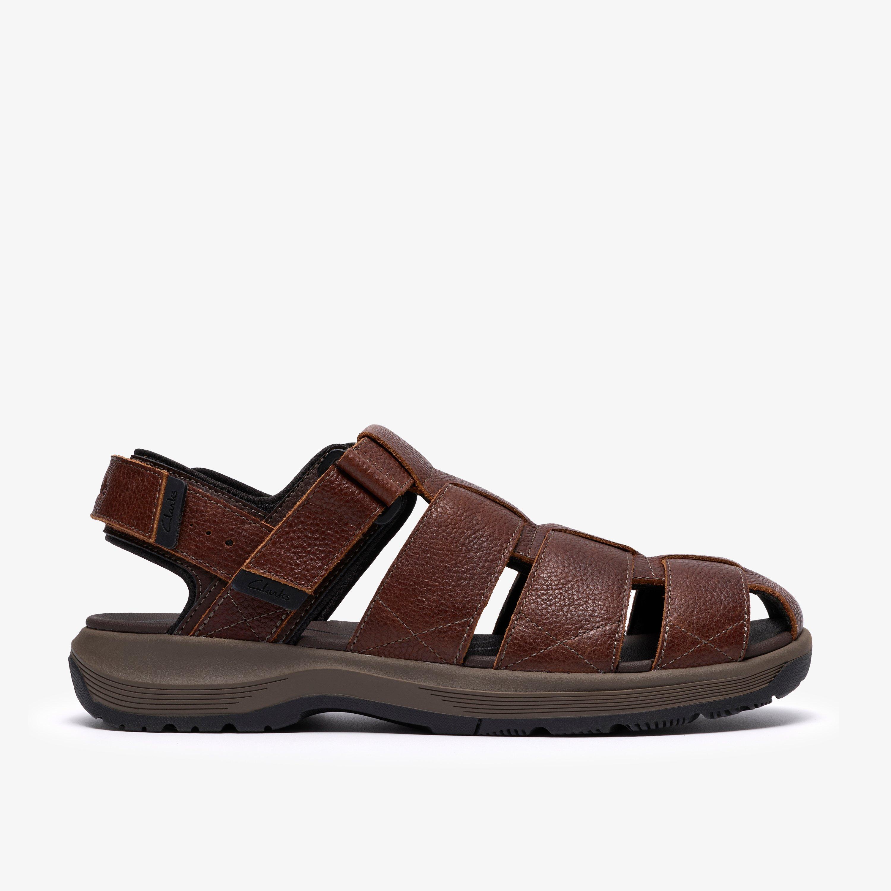 Guideview Cove Dark Brown Leather Fisherman Sandals Flat Sandals, view 1 of 6