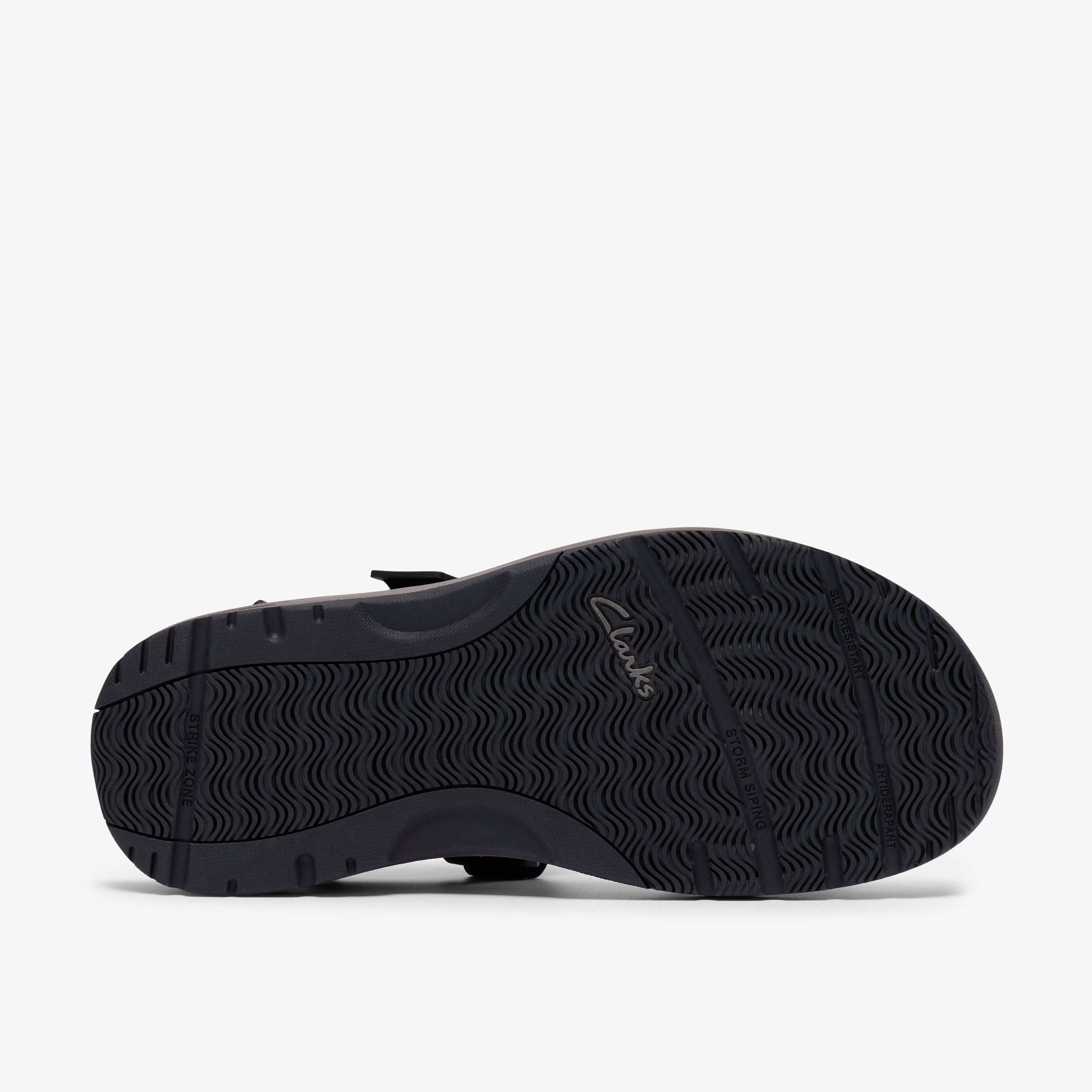 Guideview Trek Black Leather Flat Sandals Two Part Sandals, view 3 of 6