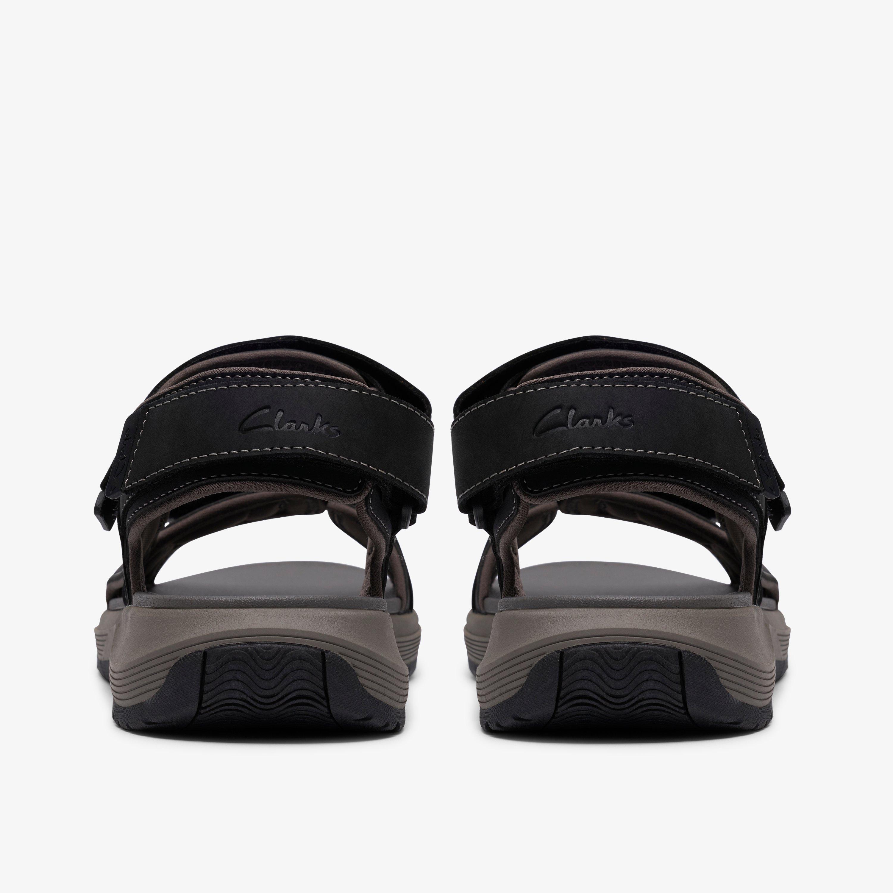 Guideview Trek Black Leather Flat Sandals Two Part Sandals, view 5 of 6