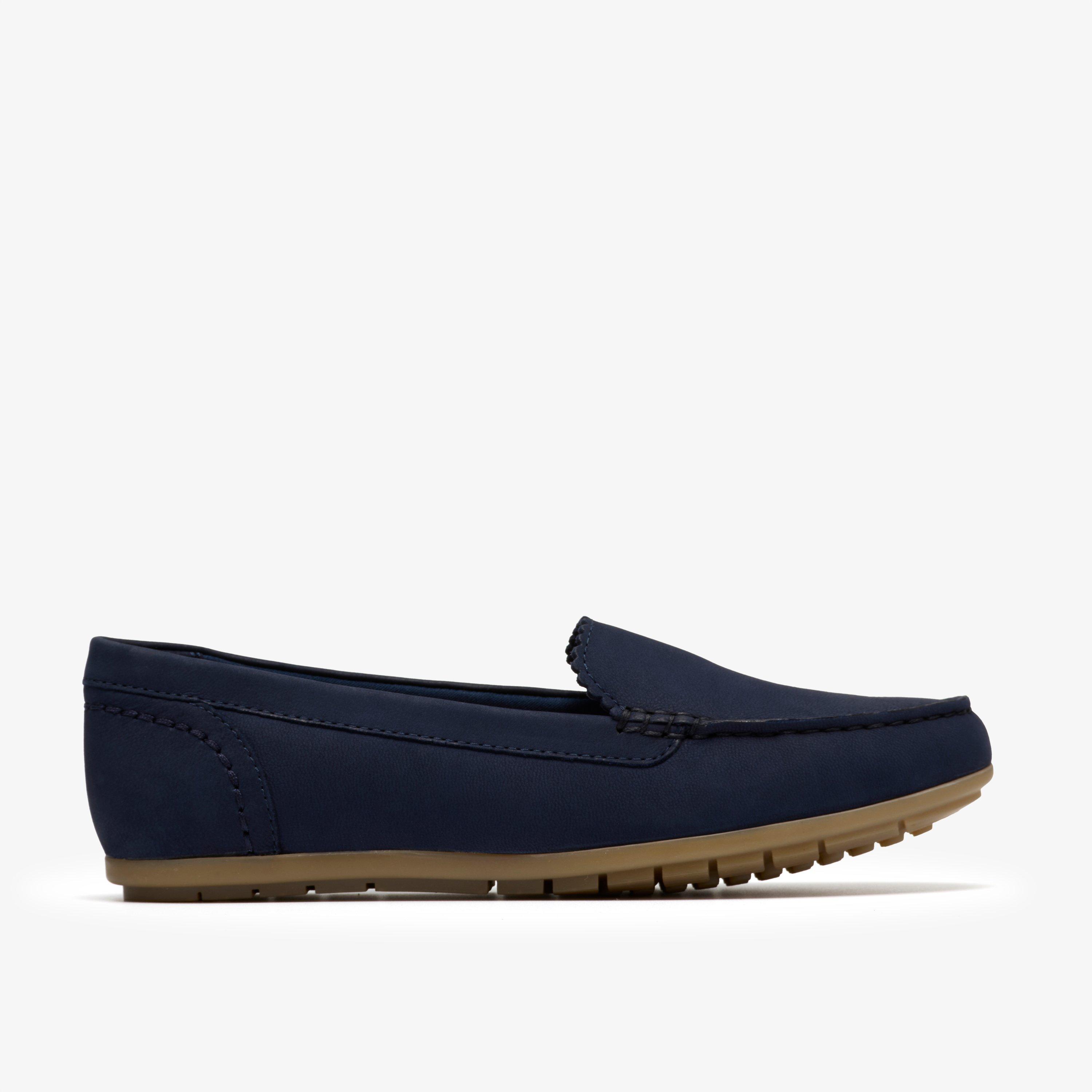 Elliotte Step Navy Nubuck Moccasins Loafers Slip Ons, view 1 of 6