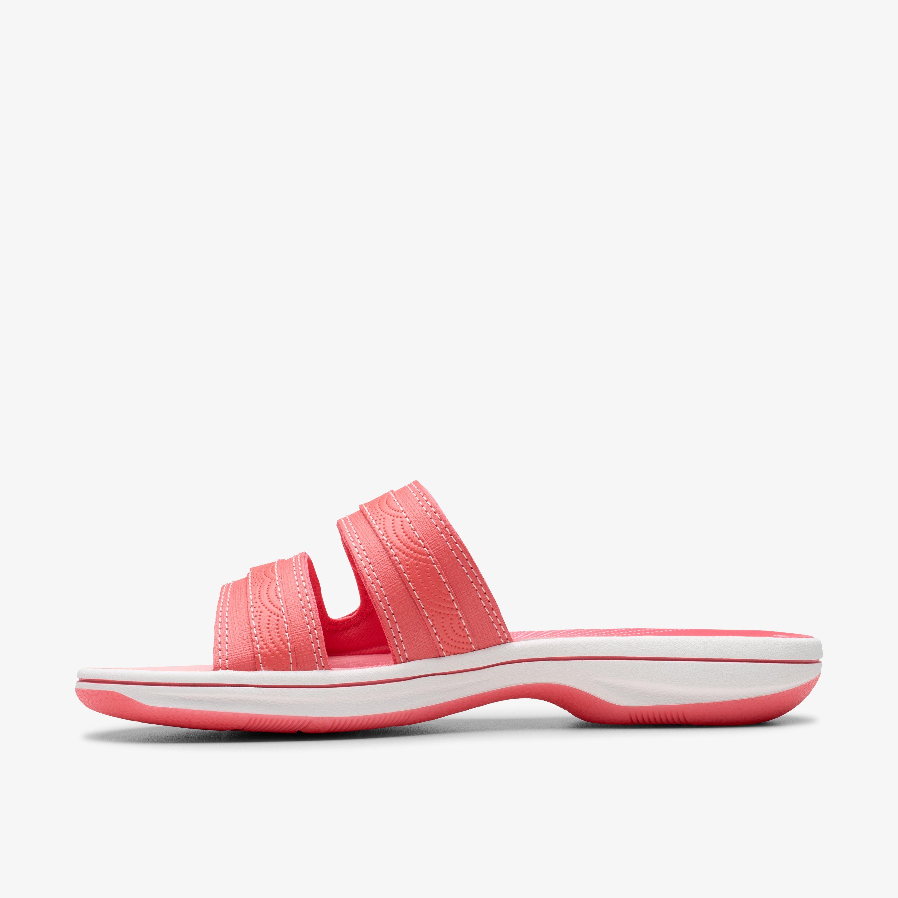 Brinkley Piper Bright Coral Ombre Flat Sandals Slip Ons Sliders, view 2 of 6