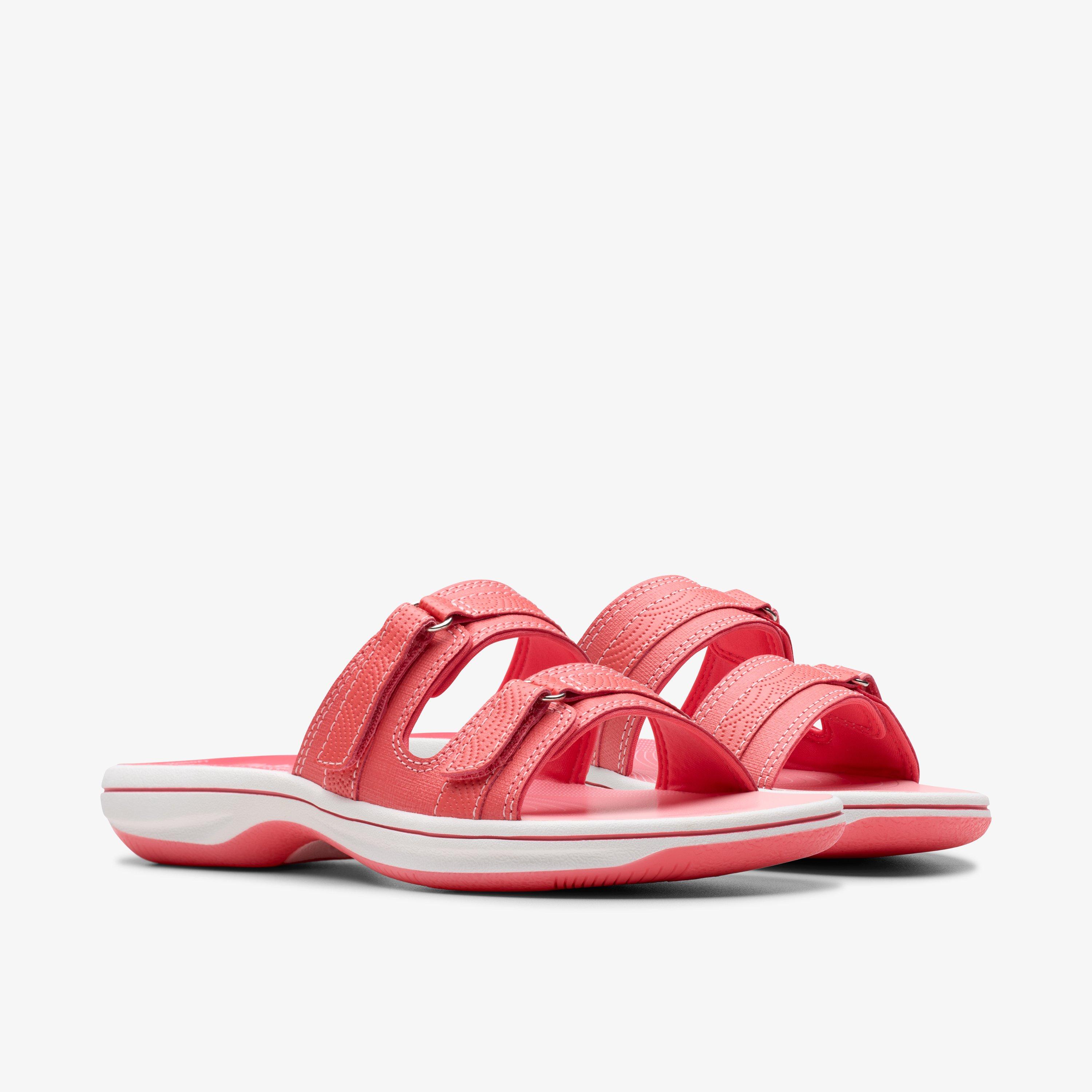 Brinkley Piper Bright Coral Ombre Flat Sandals Slip Ons Sliders, view 4 of 6