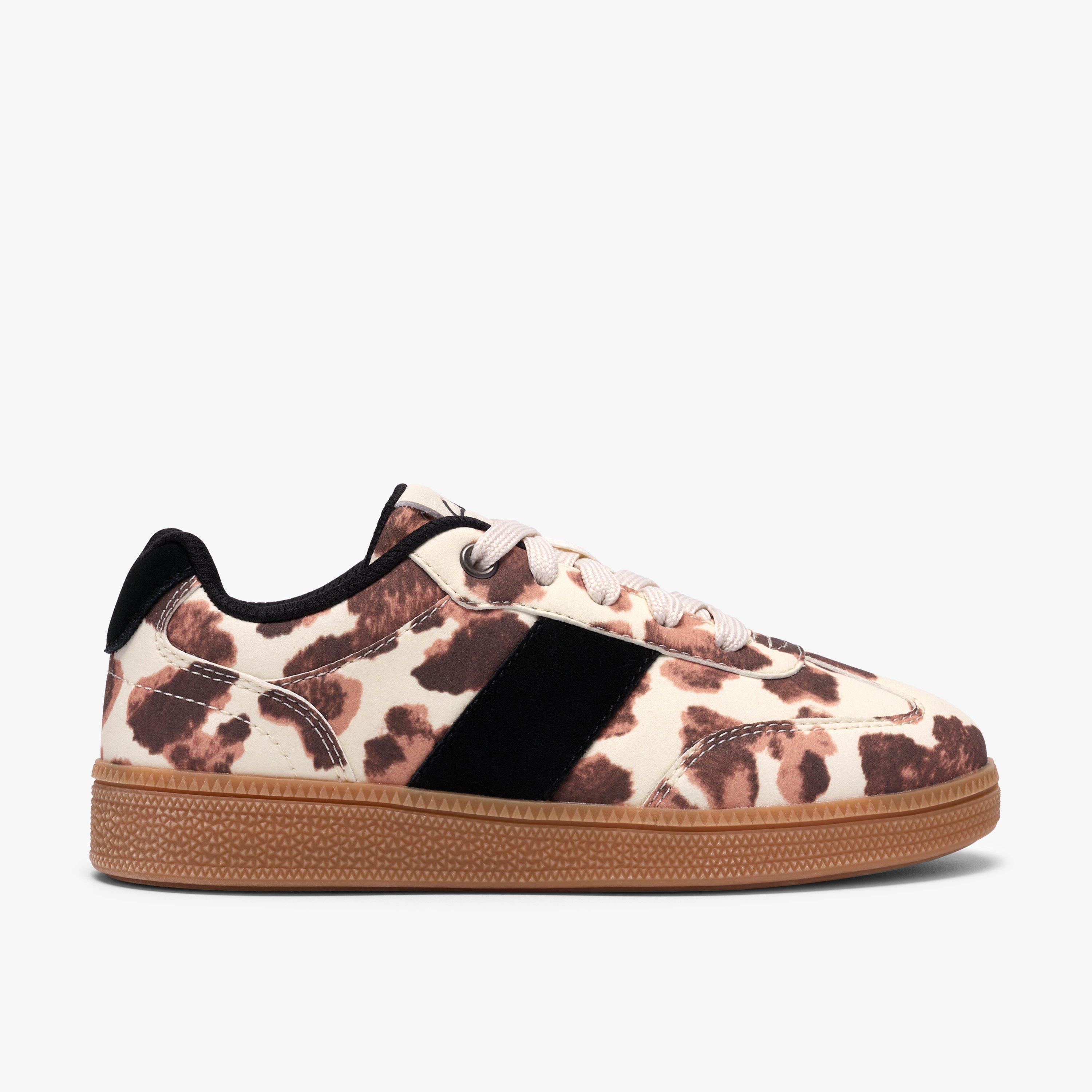 Cypress Lace Kid Cow Print Trainers Lace Up, view 1 of 6