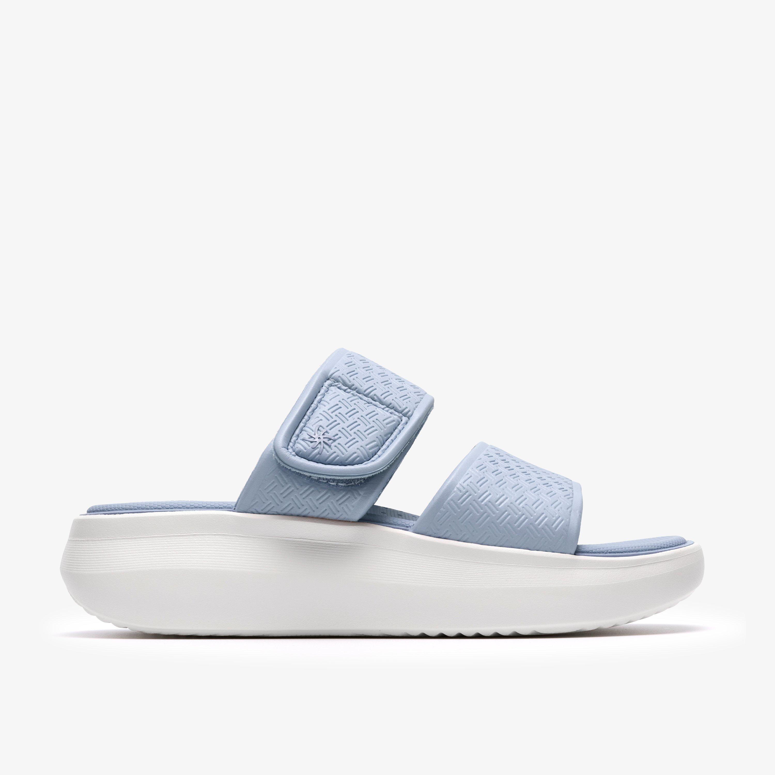 Solevana Star2 Light Blue Flat Sandals Sliders, view 1 of 6