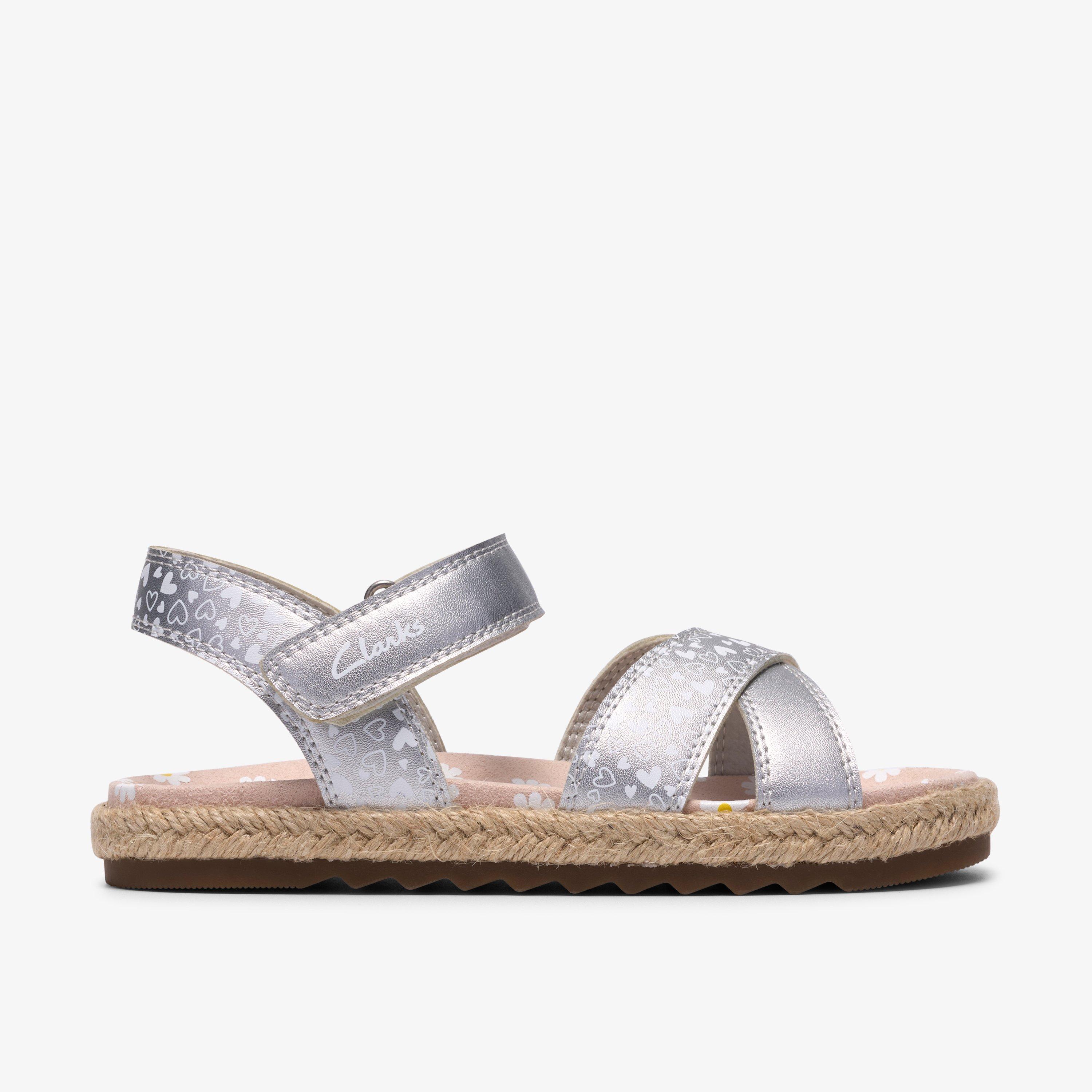 Brooke Sun Kid White/Silver Flat Sandals, view 1 of 6
