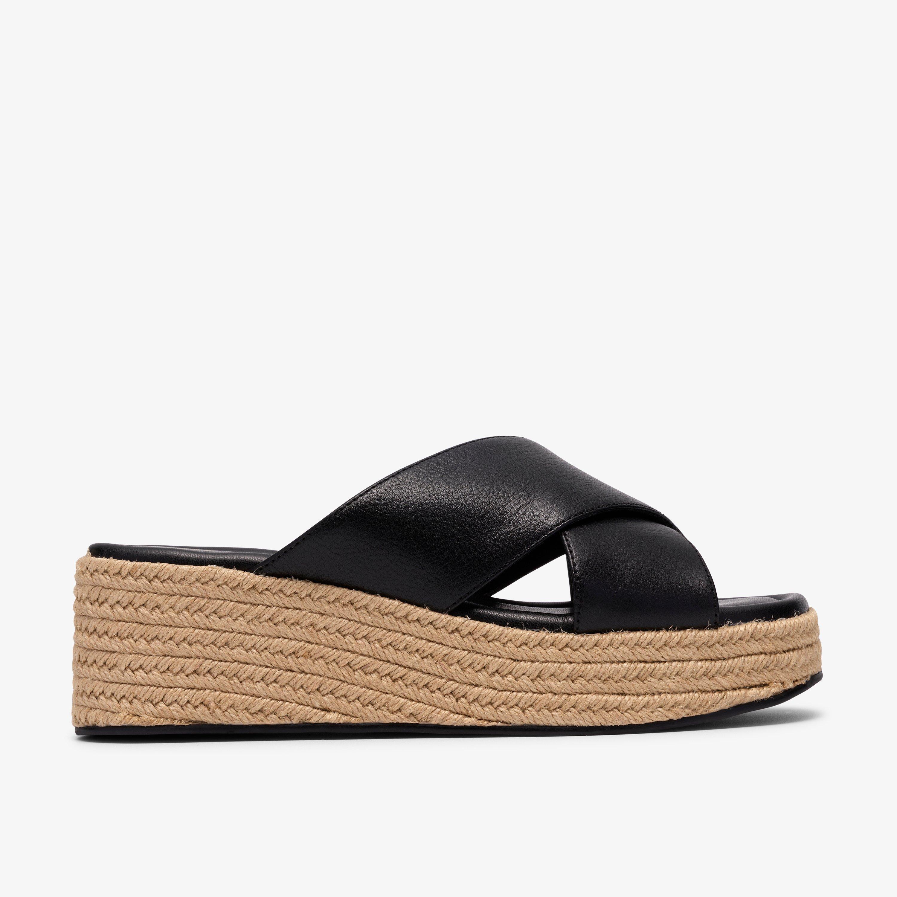 Tessiah Mule 2 Black Leather Wedges, view 1 of 6