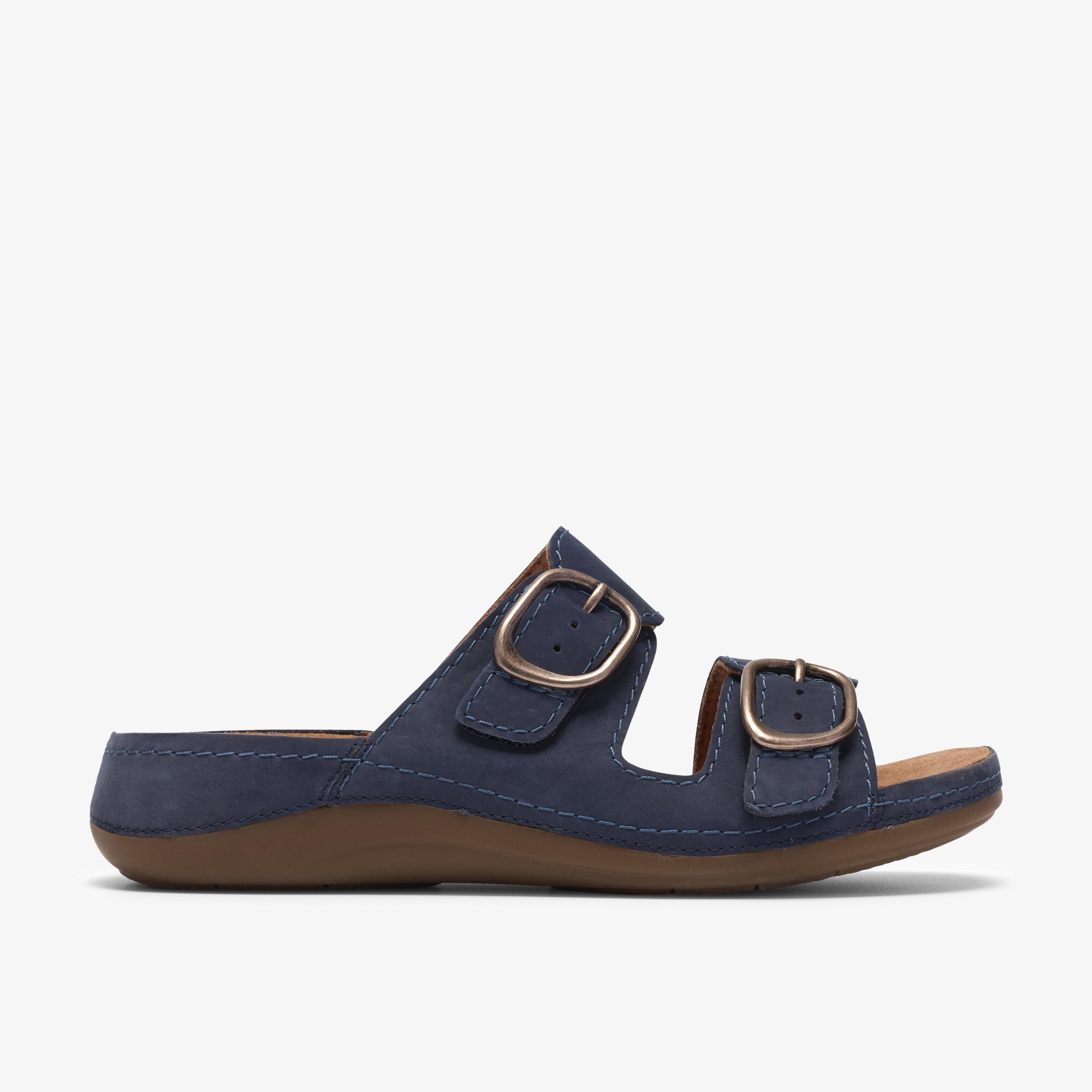 Cecily Step Navy Nubuck Flat Sandals, view 1 of 6