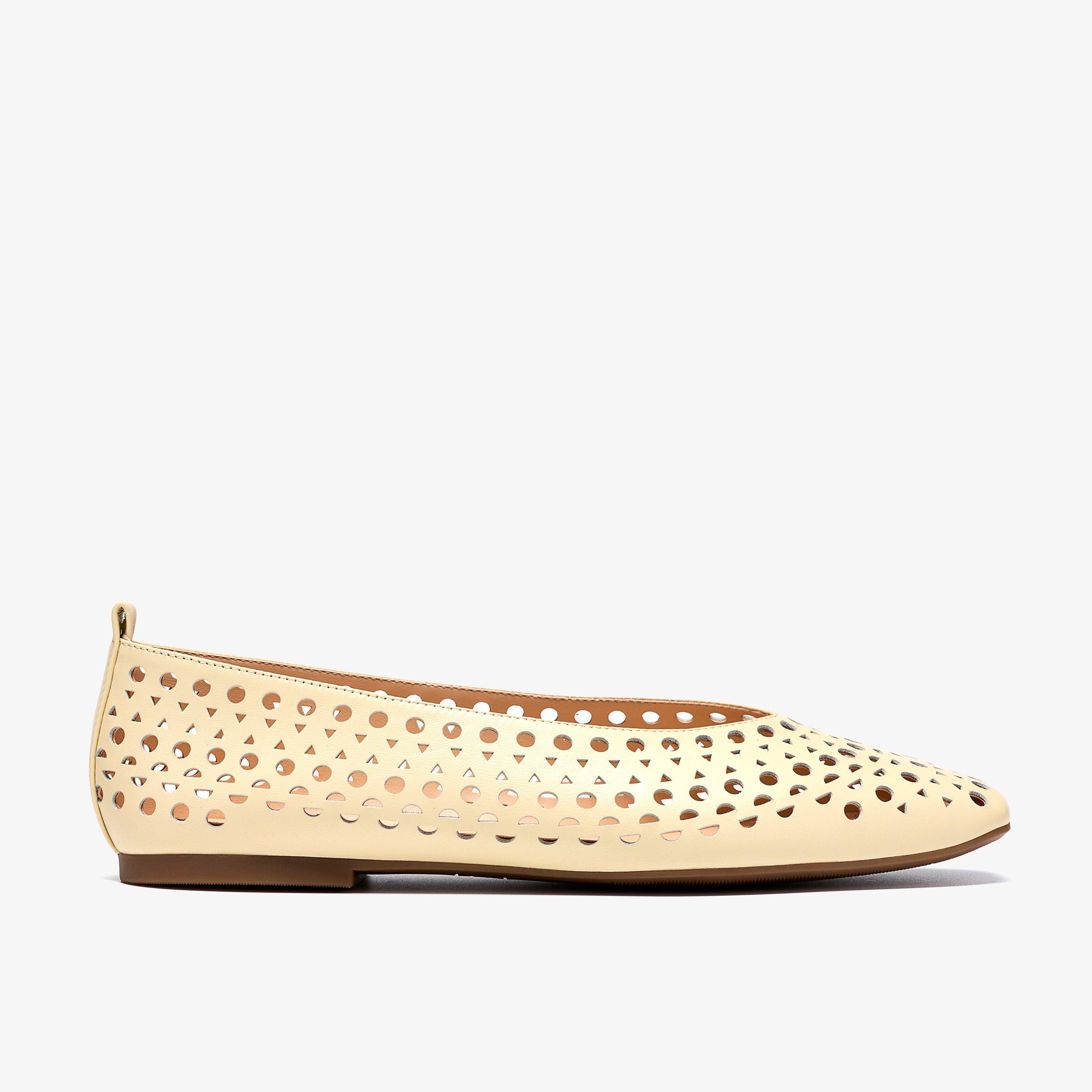 Befana Perf Yellow Leather Ballerina Slip Ons, view 1 of 6