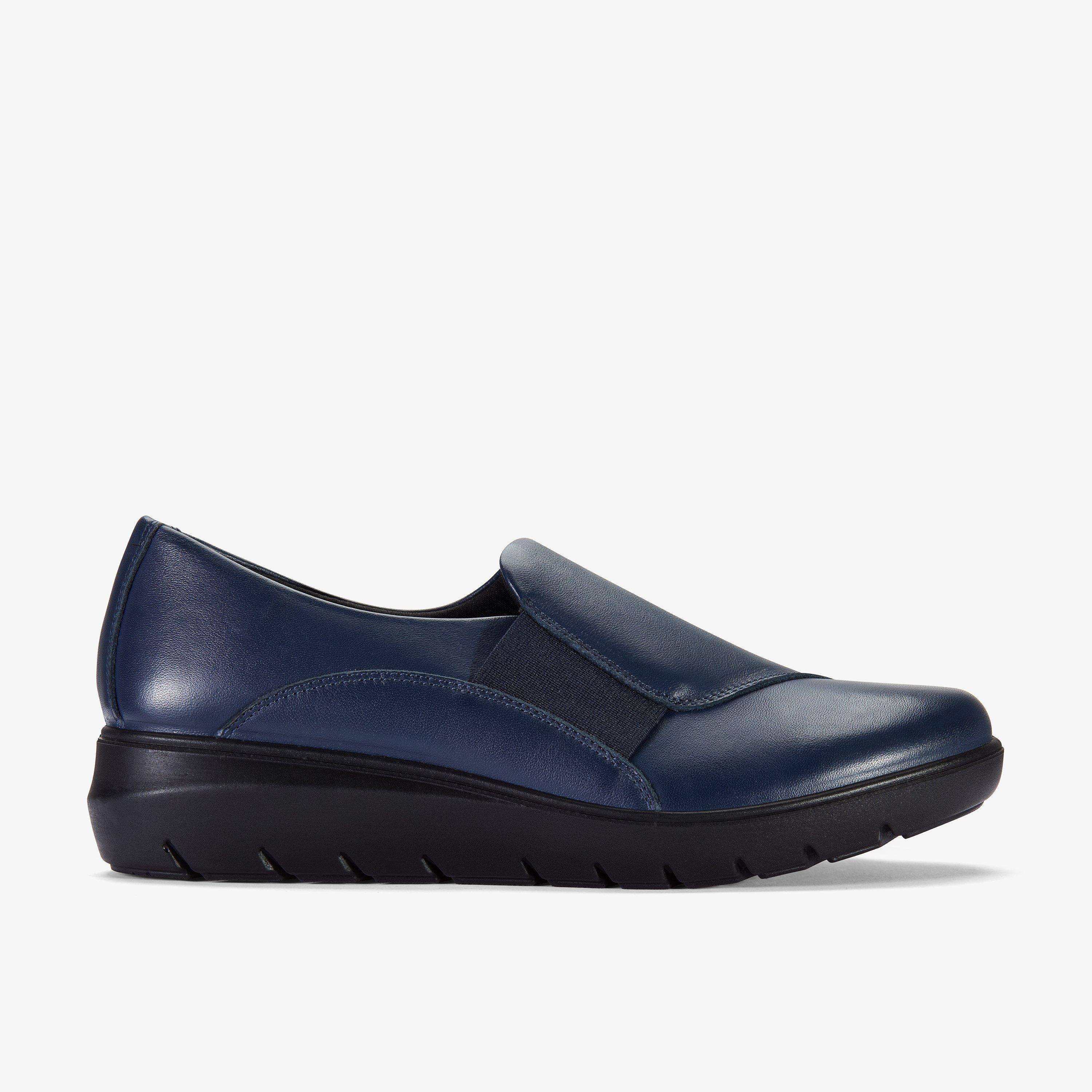 Un Bay Step Navy Leather Slip Ons, view 1 of 6