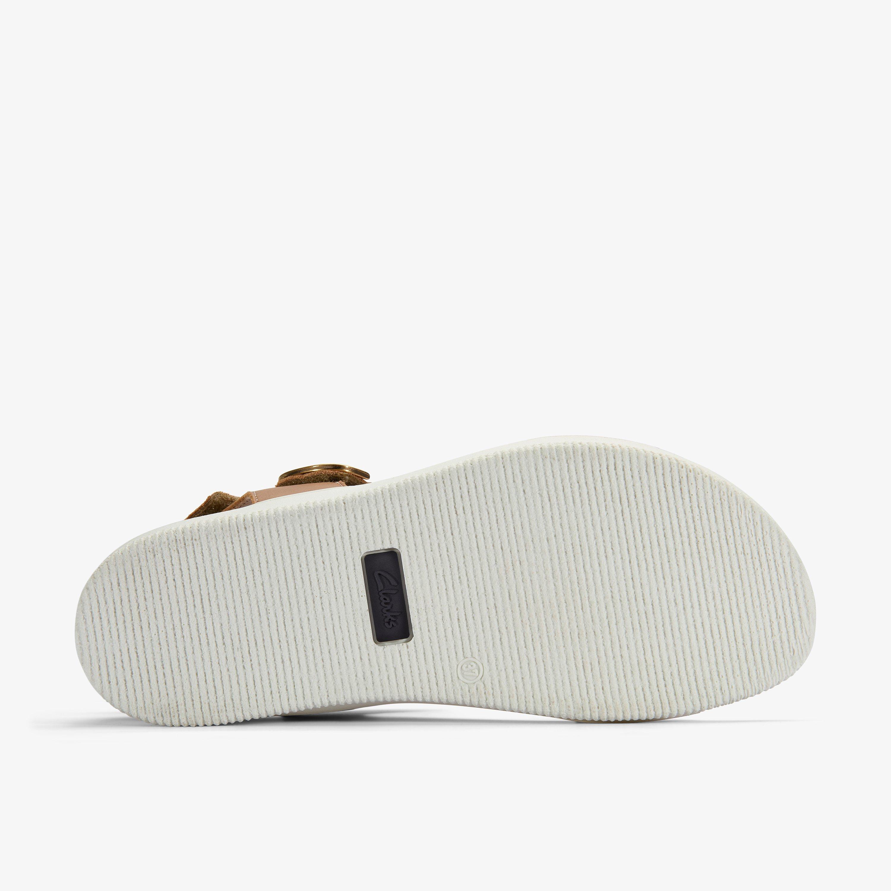 Un Sand Strap Tan Combination Leather Flat Sandals, view 3 of 6