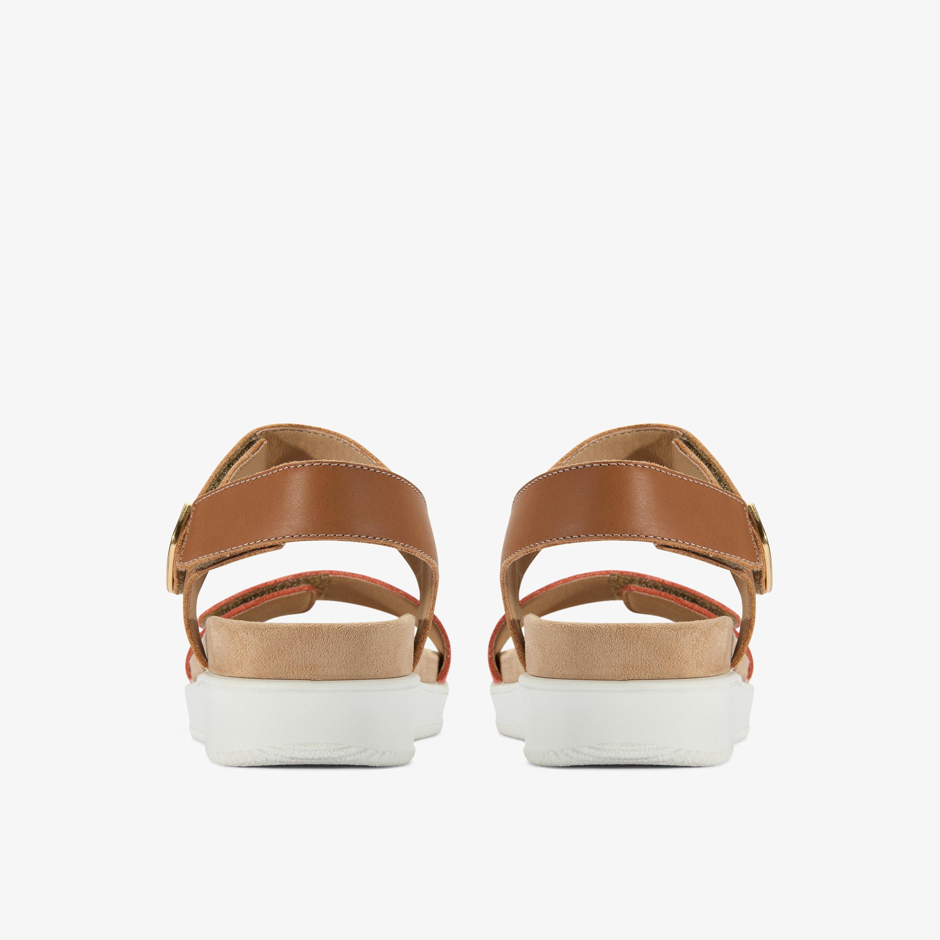 Un Sand Strap Tan Combination Leather Flat Sandals, view 4 of 6