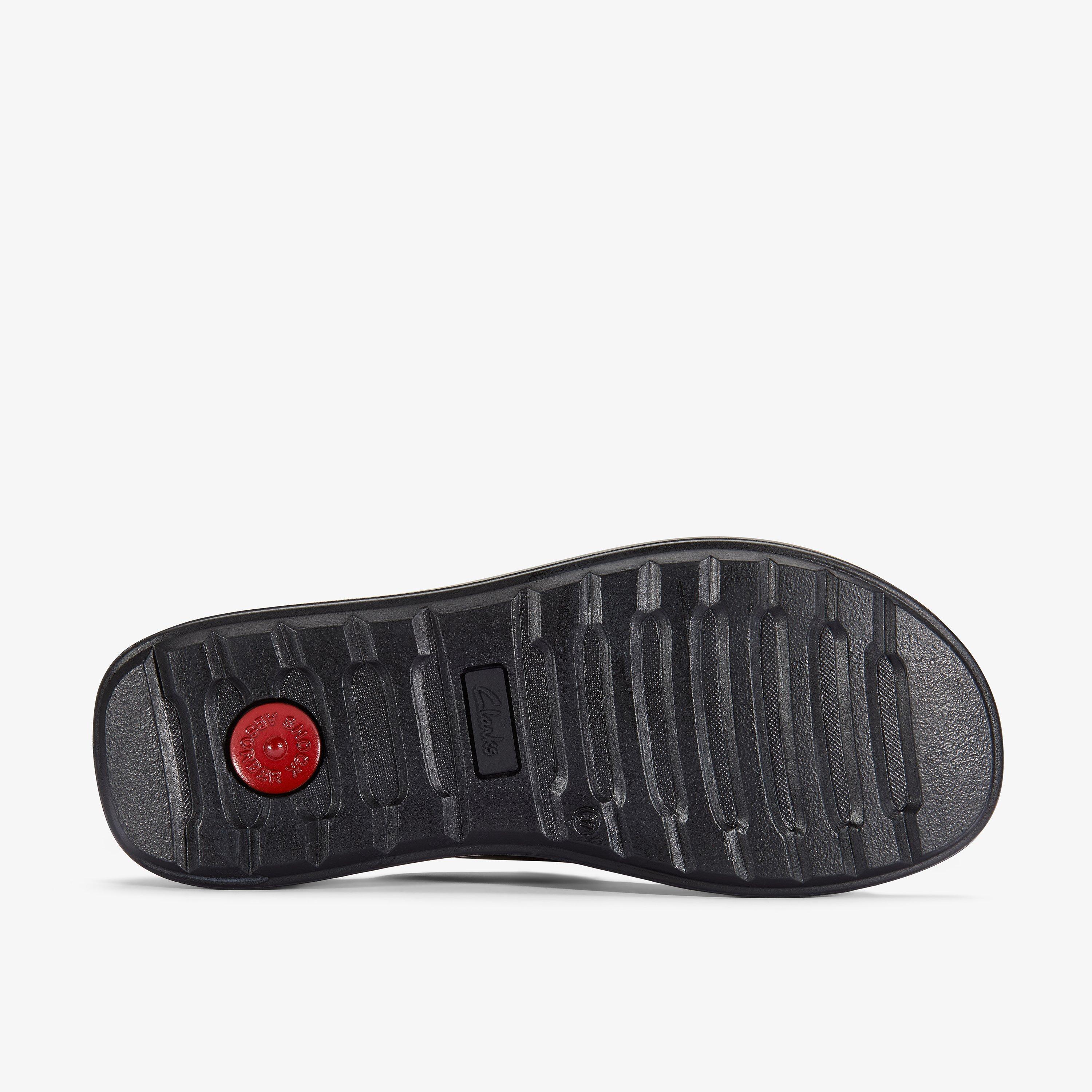 Un Oak Mule Black Leather Flat Sandals Slip Ons Sliders, view 3 of 6