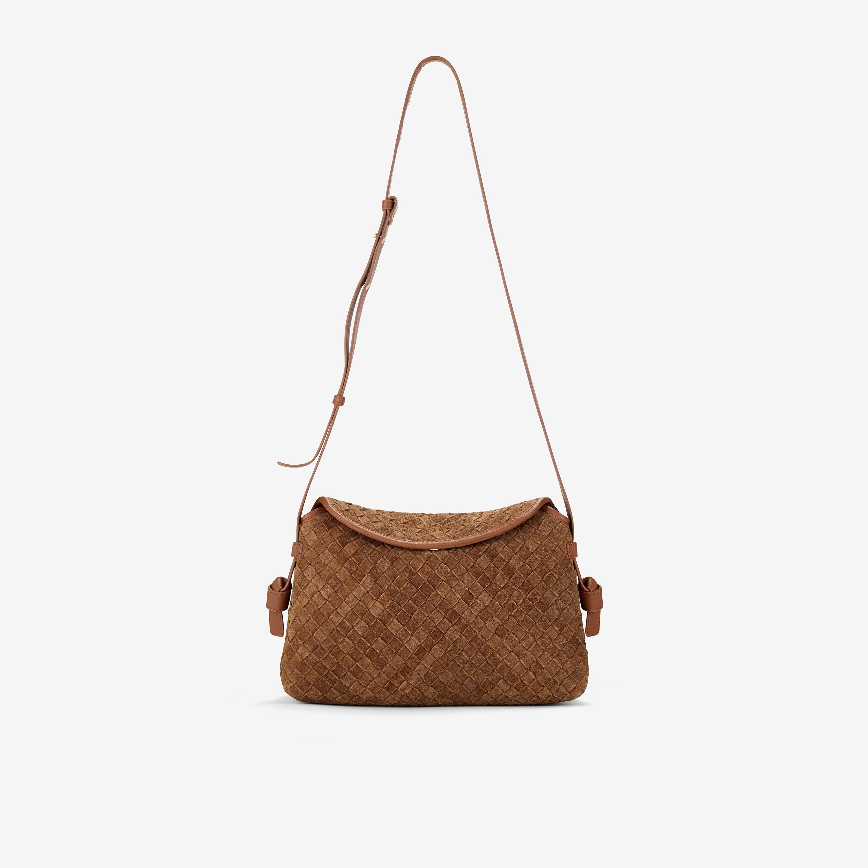 Leonie Woven Tan Suede Cross Body Bag Shoulder Bag, view 1 of 6
