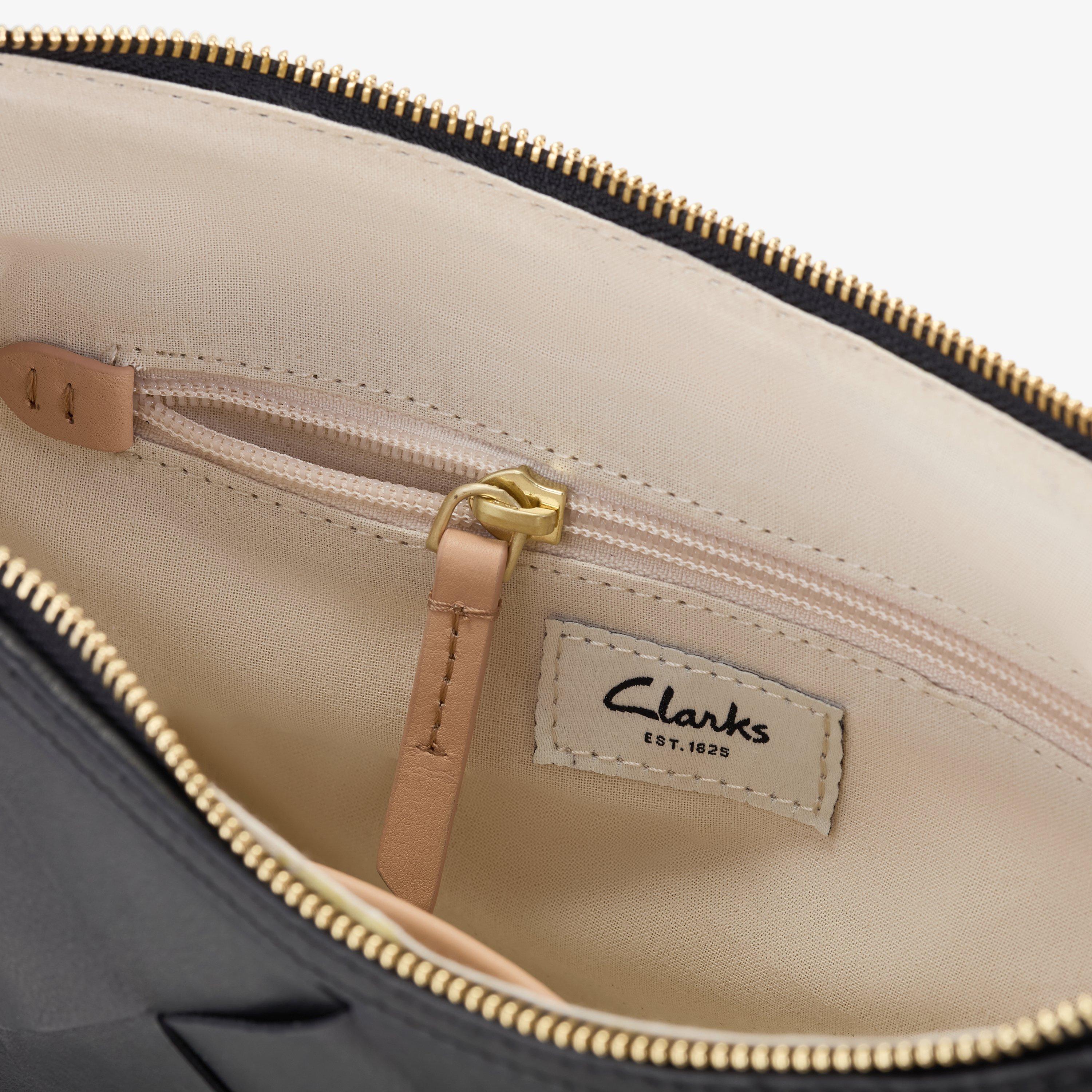 Bea Woven Cross Black Leather Cross Body Bag, view 6 of 6