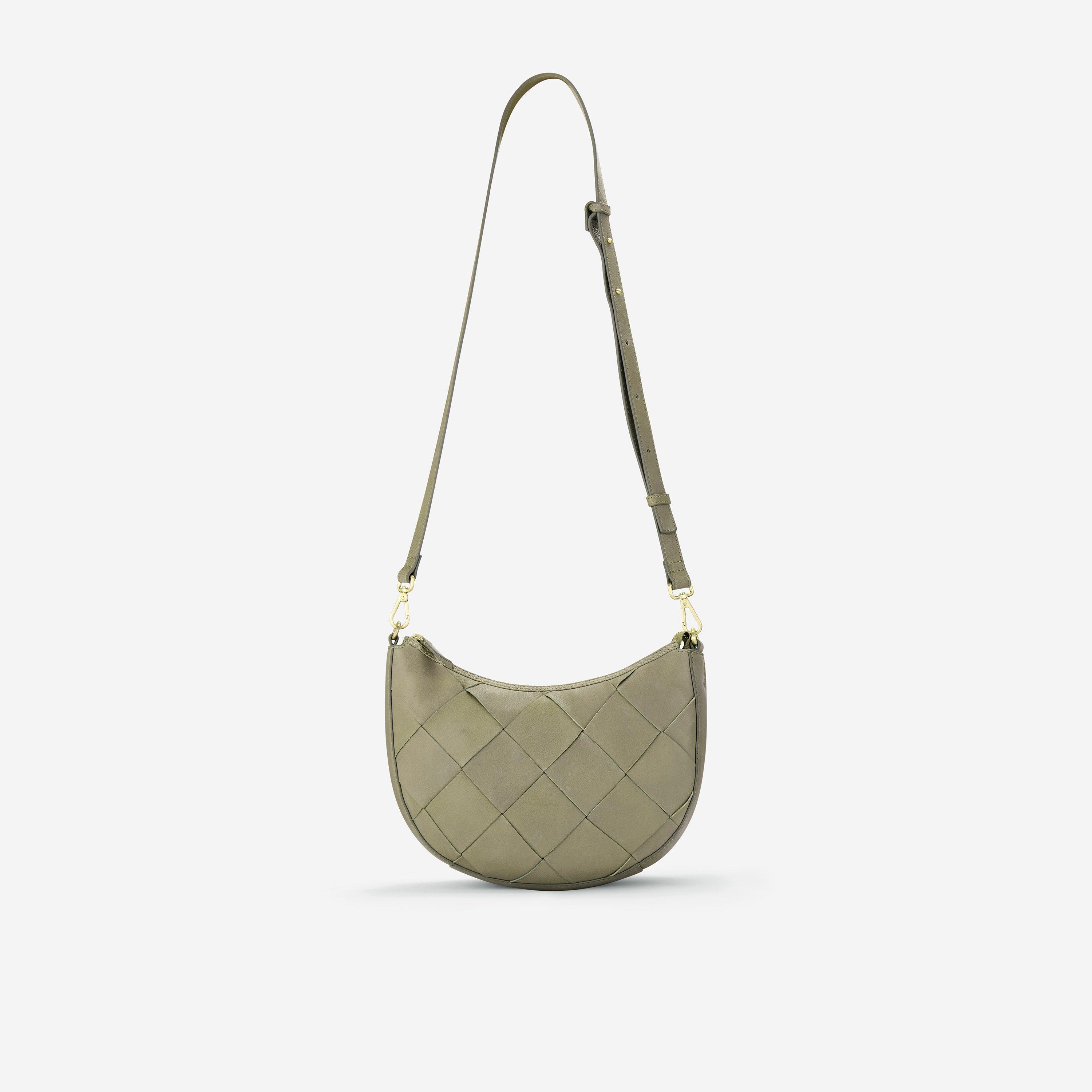 Bea Woven Cross Sage Leather Cross Body Bag, view 1 of 6