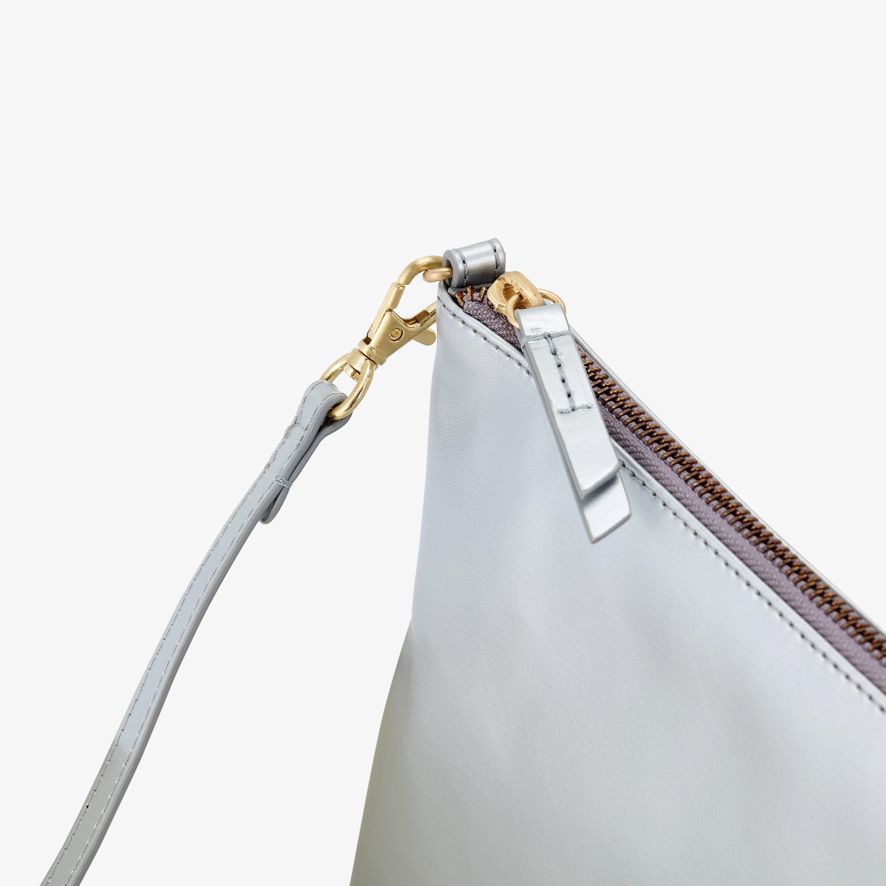 Essential Pouch Silver Metallic Clutch Bag Cross Body Bag, view 3 of 5