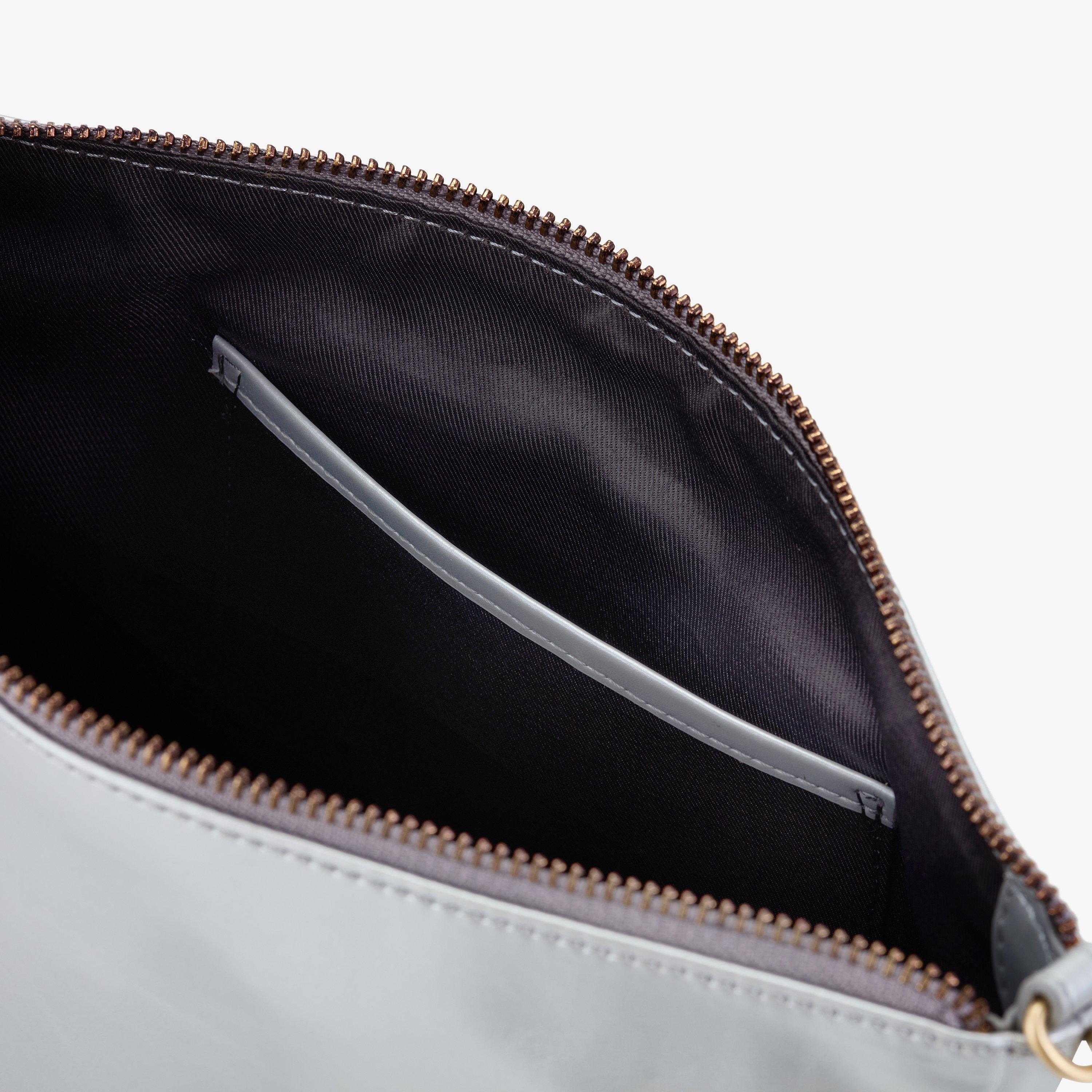 Essential Pouch Silver Metallic Clutch Bag Cross Body Bag, view 5 of 5