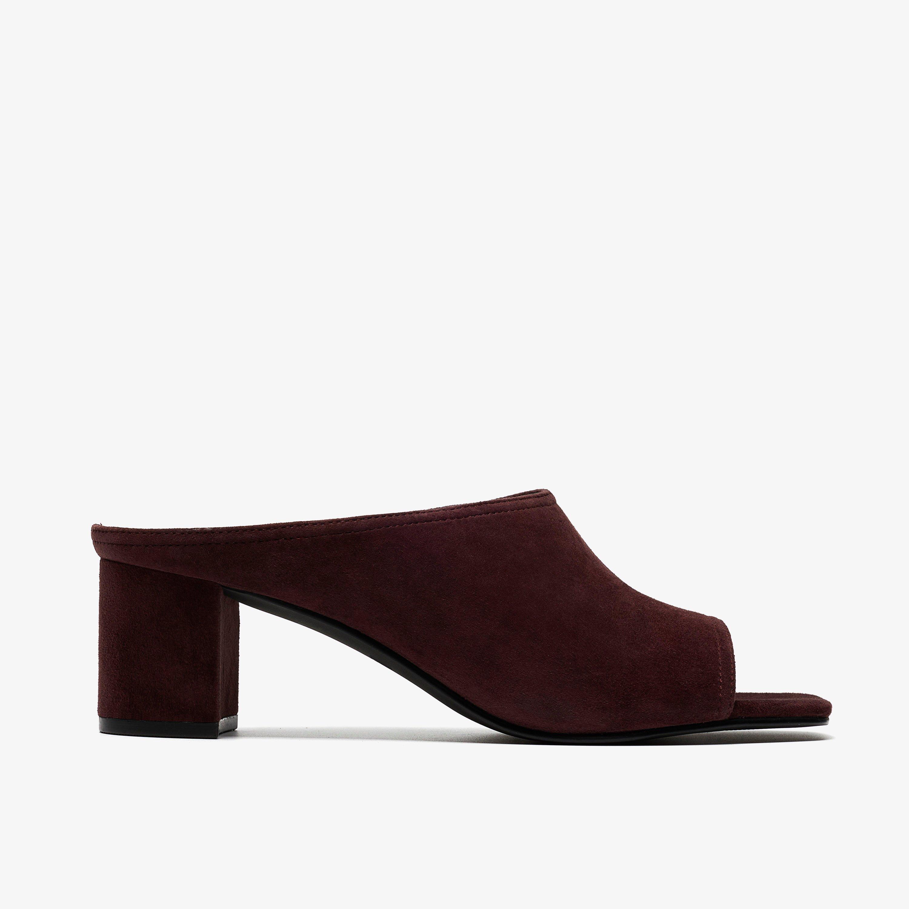 Siray Mule Dark Brown Suede Mules Heels, view 1 of 6