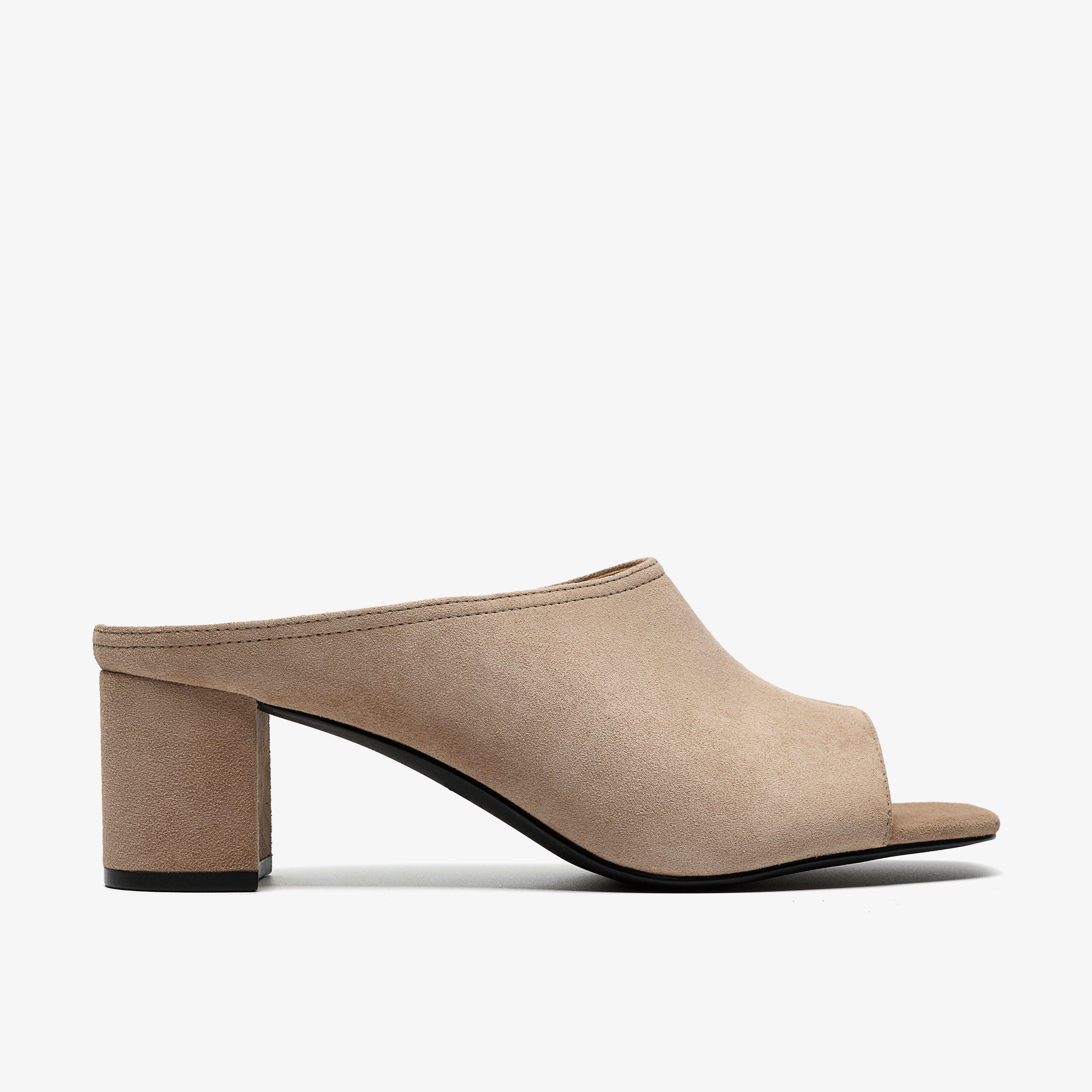 Siray Mule Mushroom Suede Mules Heels, view 1 of 6