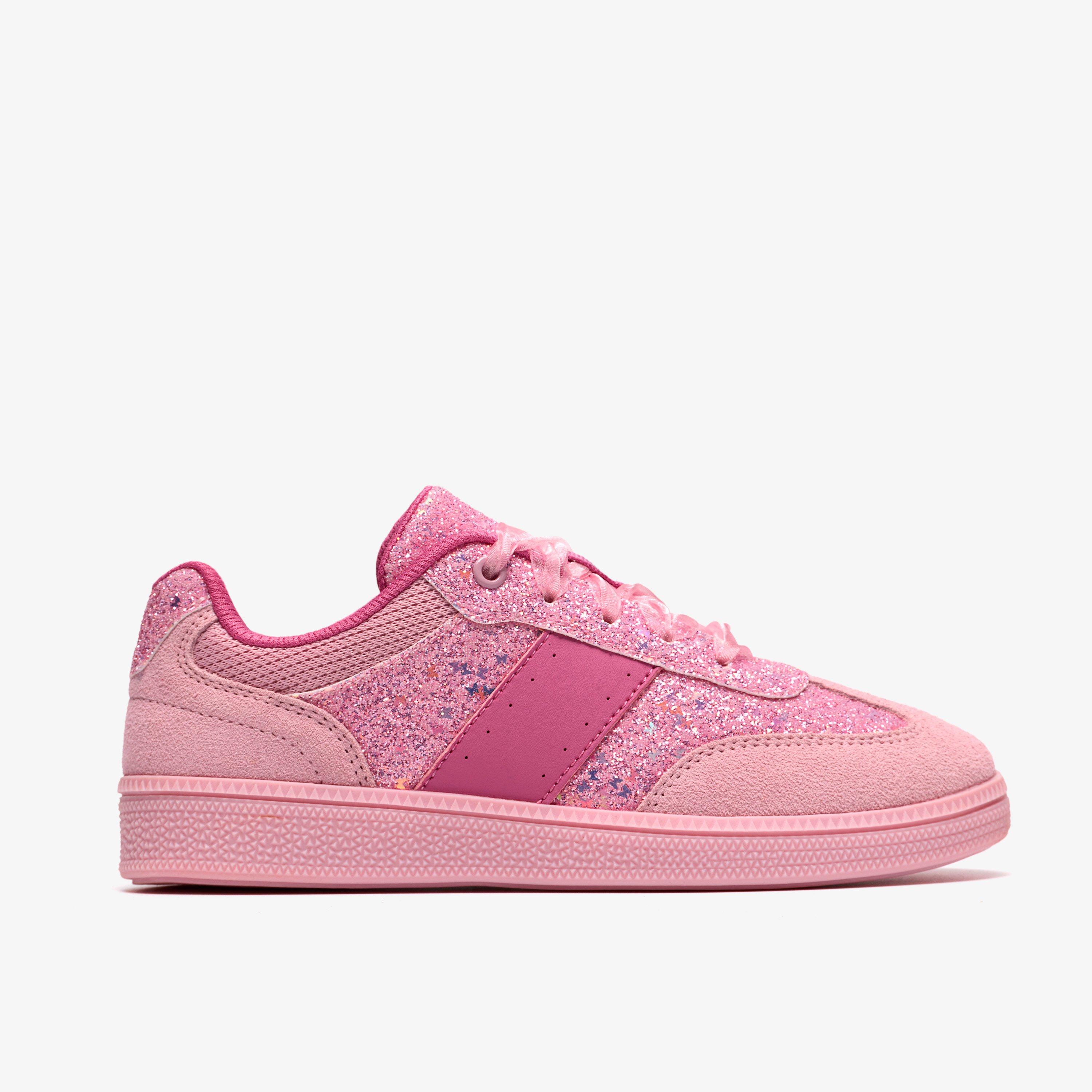 Cypress Lace Older Pink Sparkle Trainers, view 1 of 6