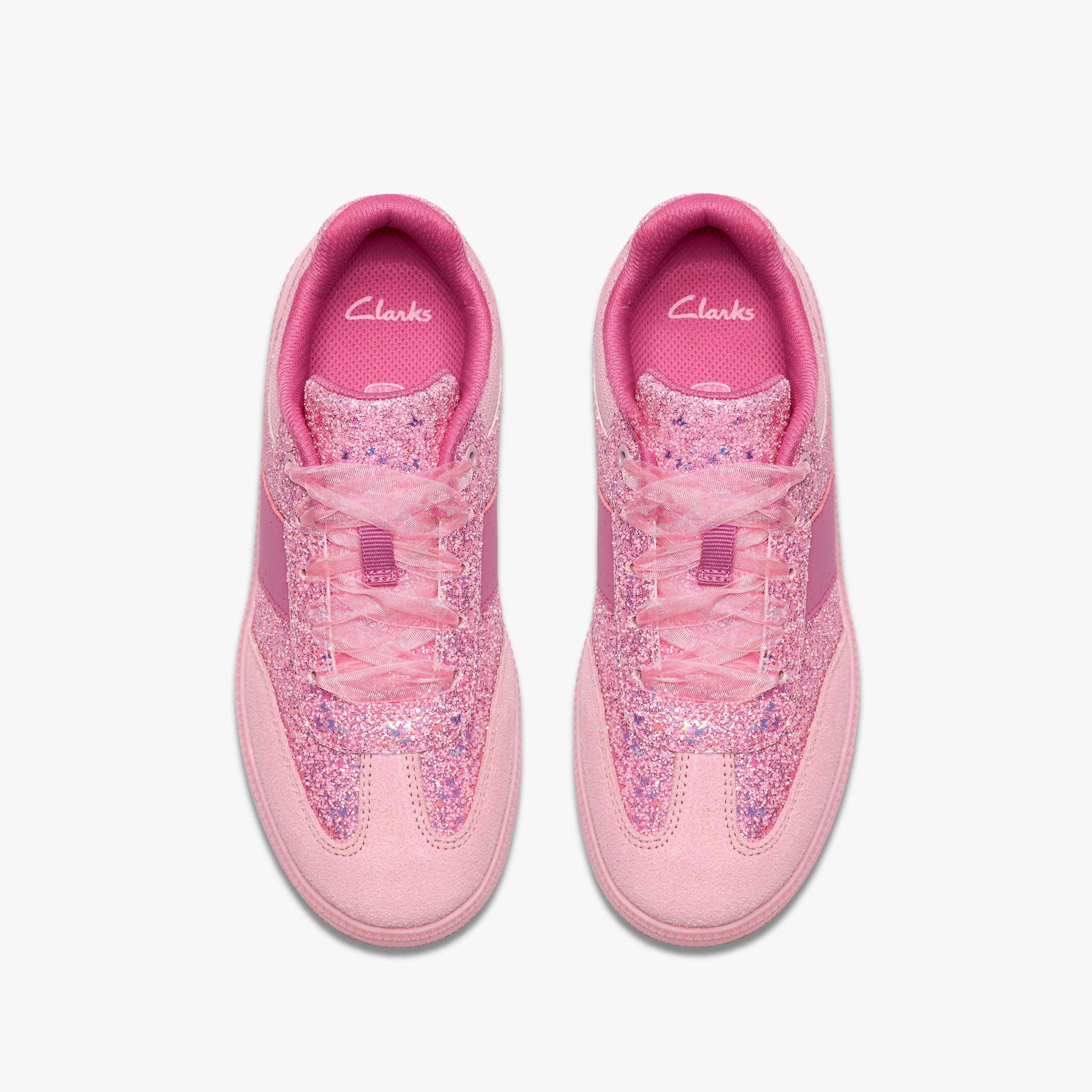 Cypress Lace Older Pink Sparkle Trainers, view 6 of 6