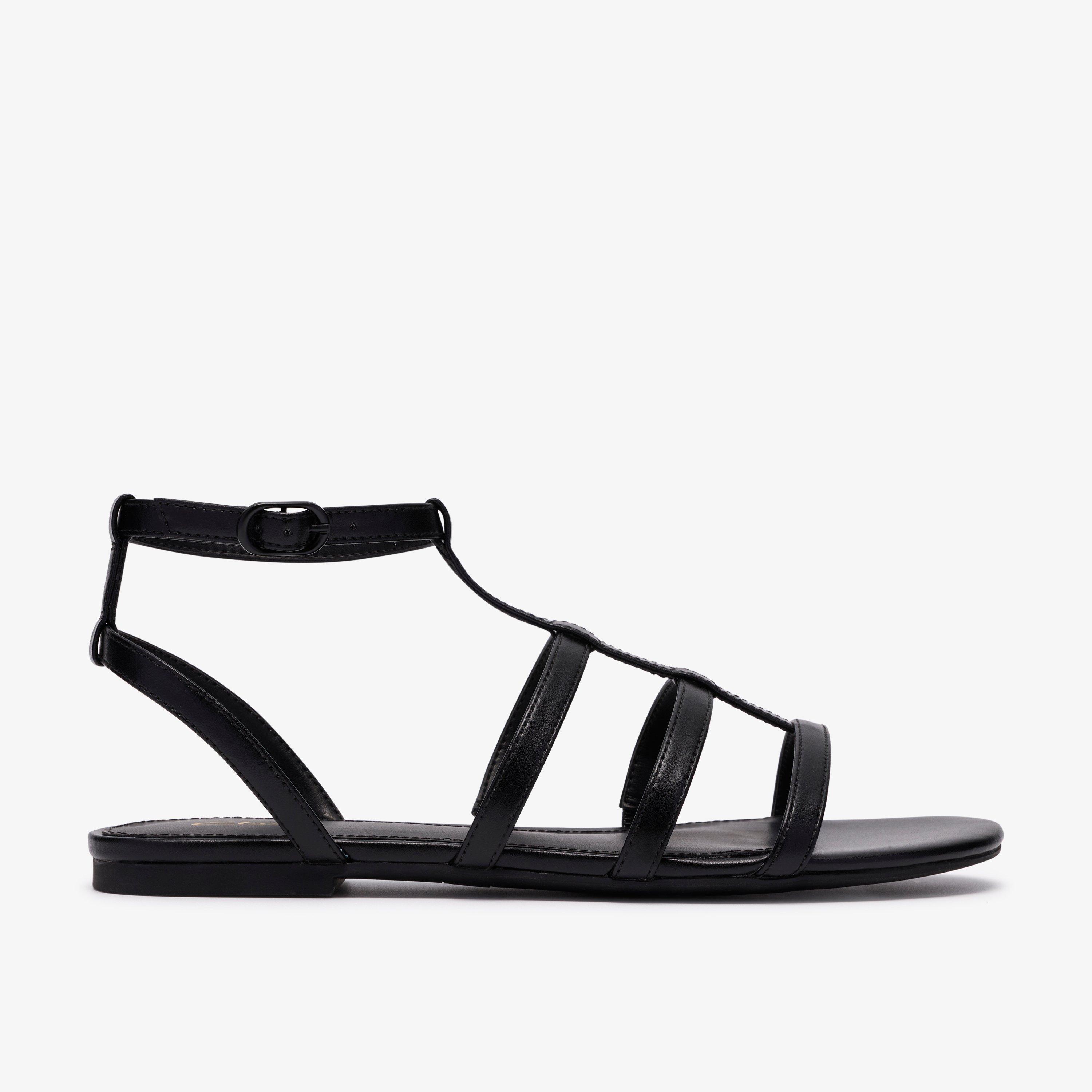 Kediri Glad Black Flat Sandals, view 1 of 6