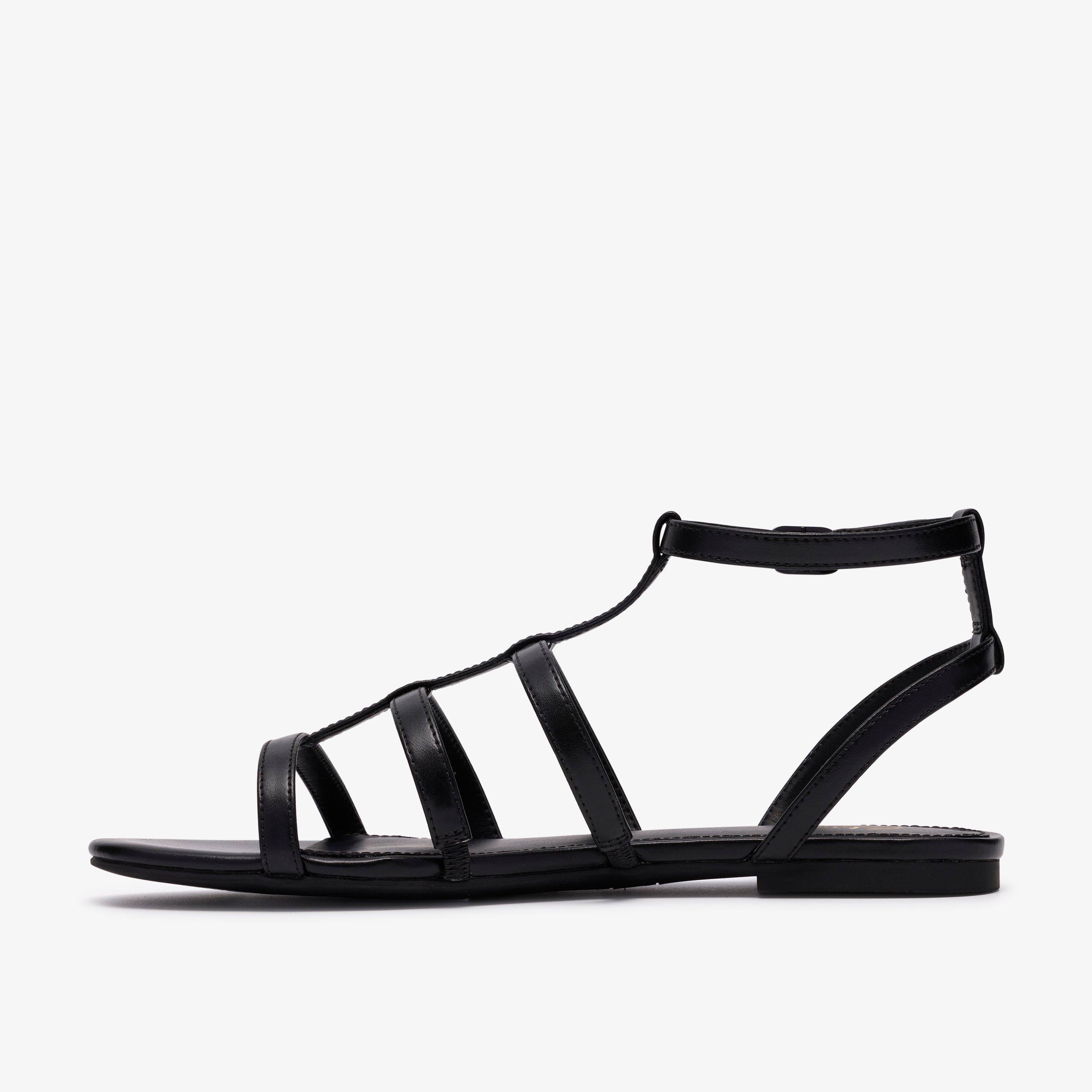Kediri Glad Black Flat Sandals, view 2 of 6