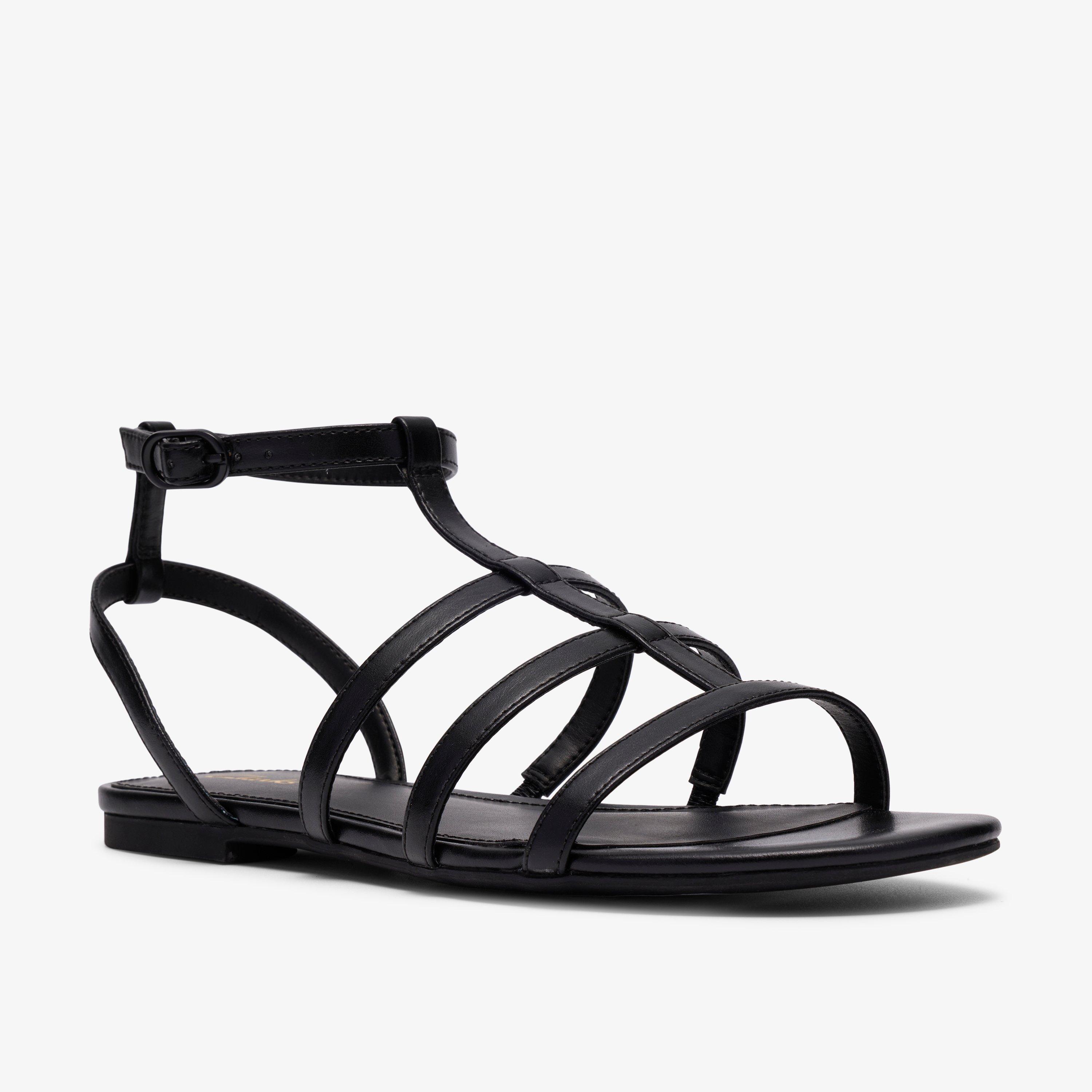 Kediri Glad Black Flat Sandals, view 4 of 6