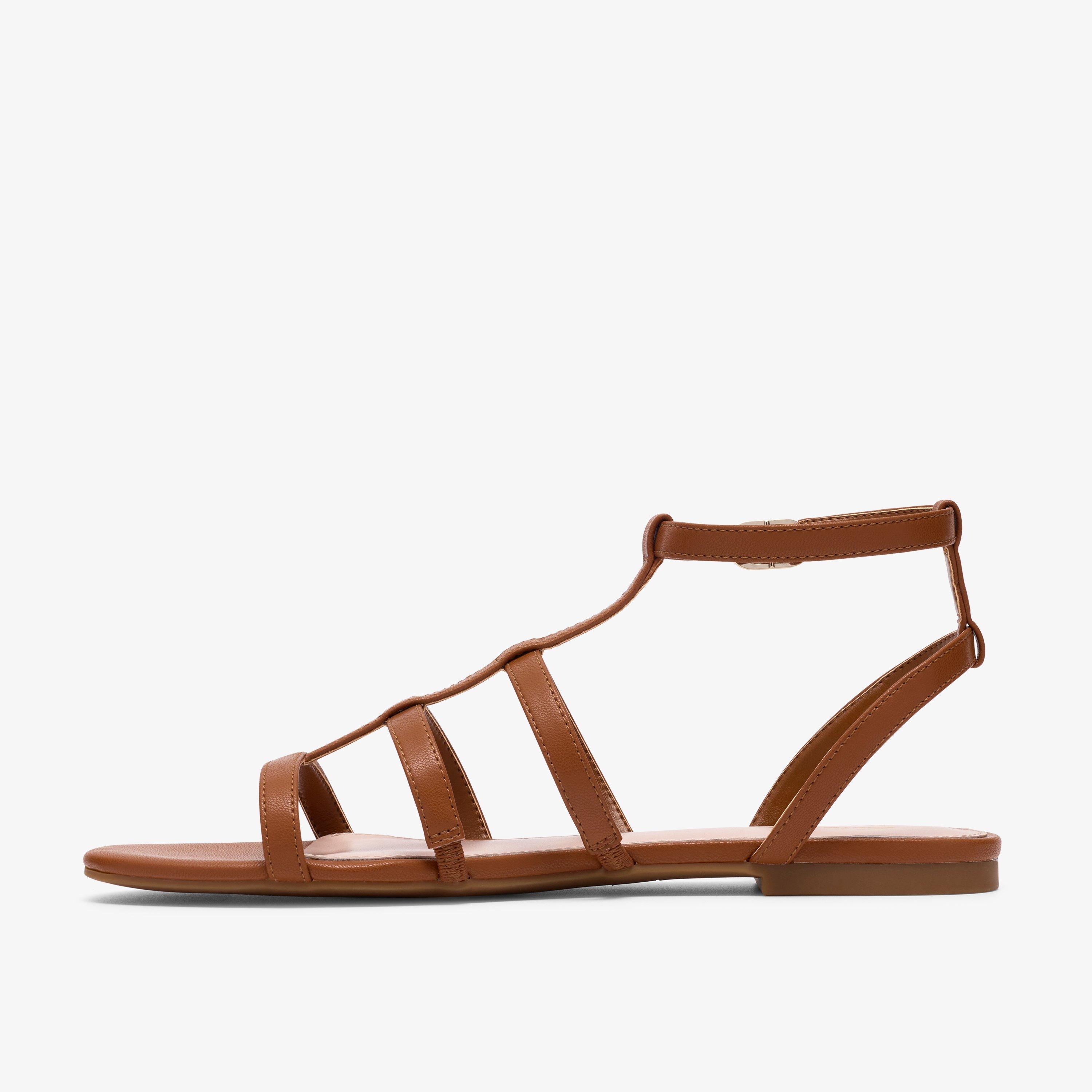 Kediri Glad Tan Flat Sandals, view 2 of 6