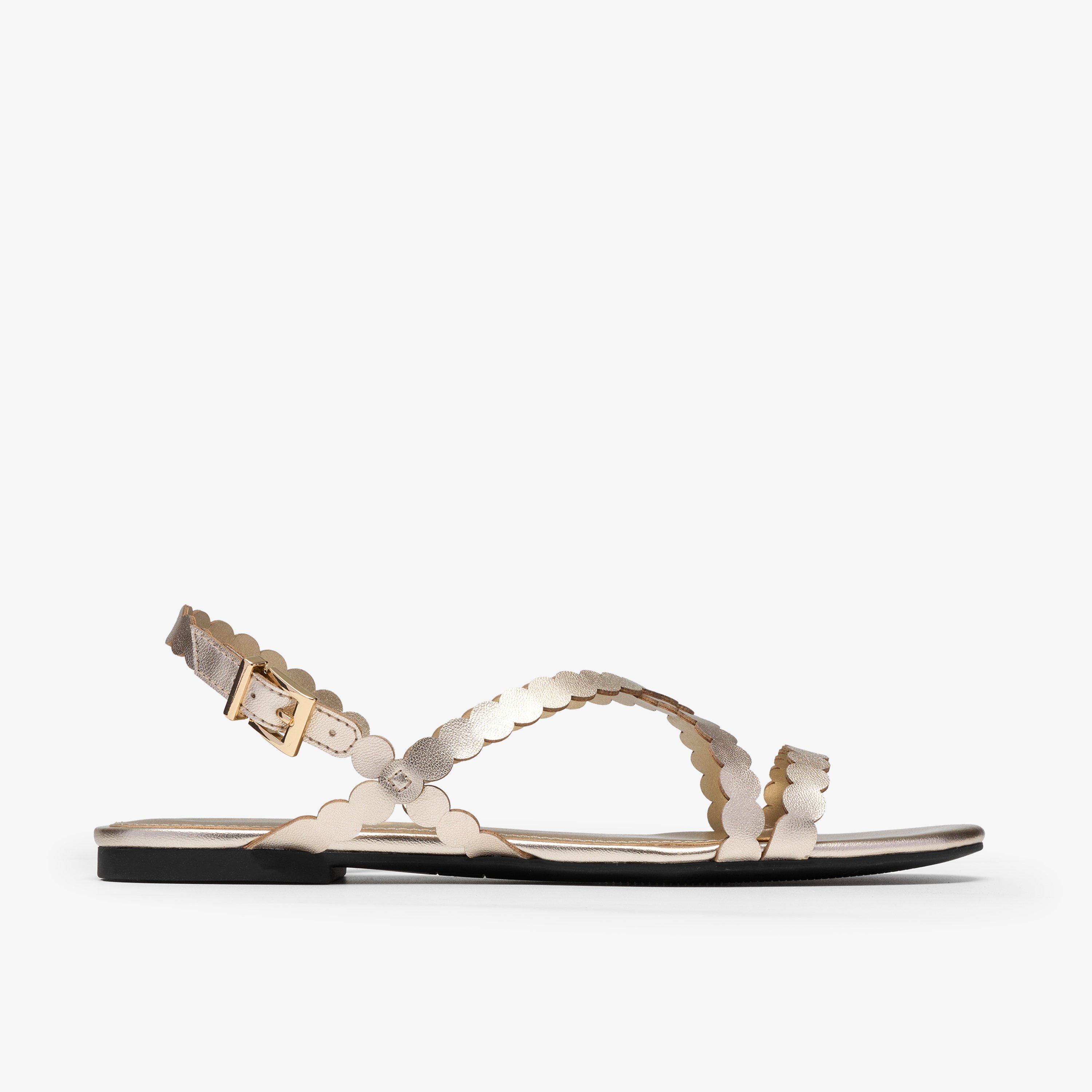 Kediri Strap Gold Flat Sandals, view 1 of 6