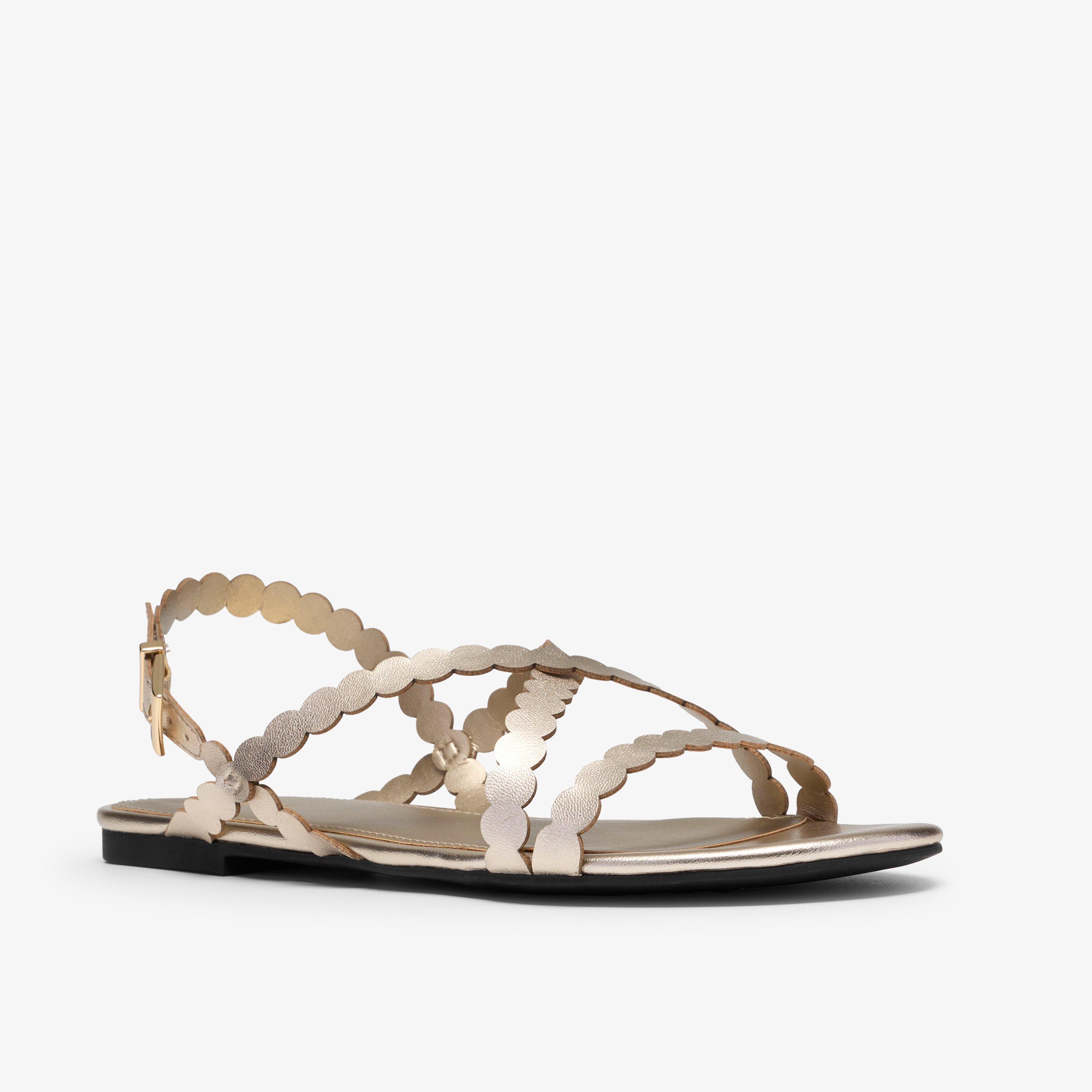 Kediri Strap Gold Flat Sandals, view 4 of 6