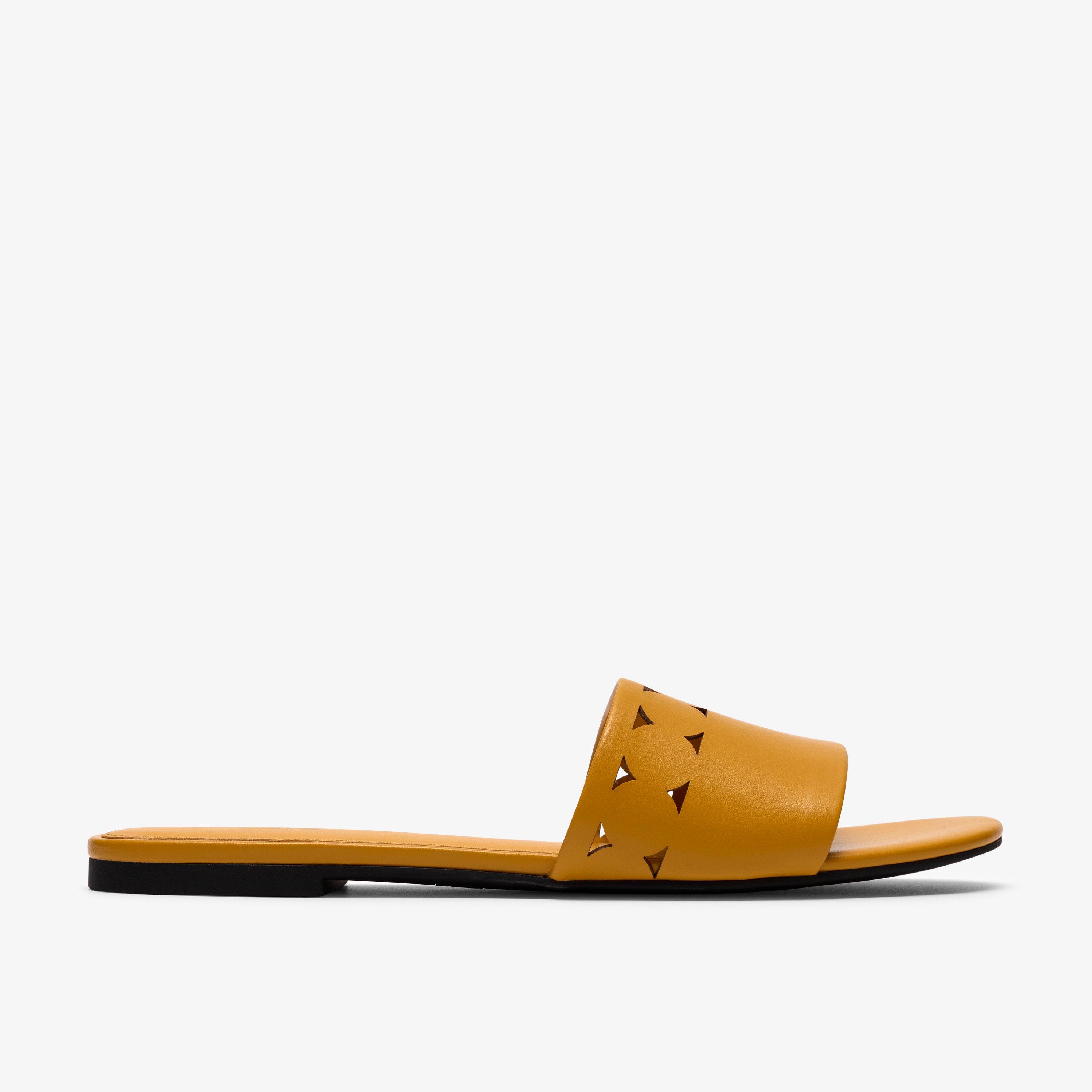 Kediri Mule Yellow Mules Slip Ons Flat Sandals Sliders, view 1 of 6