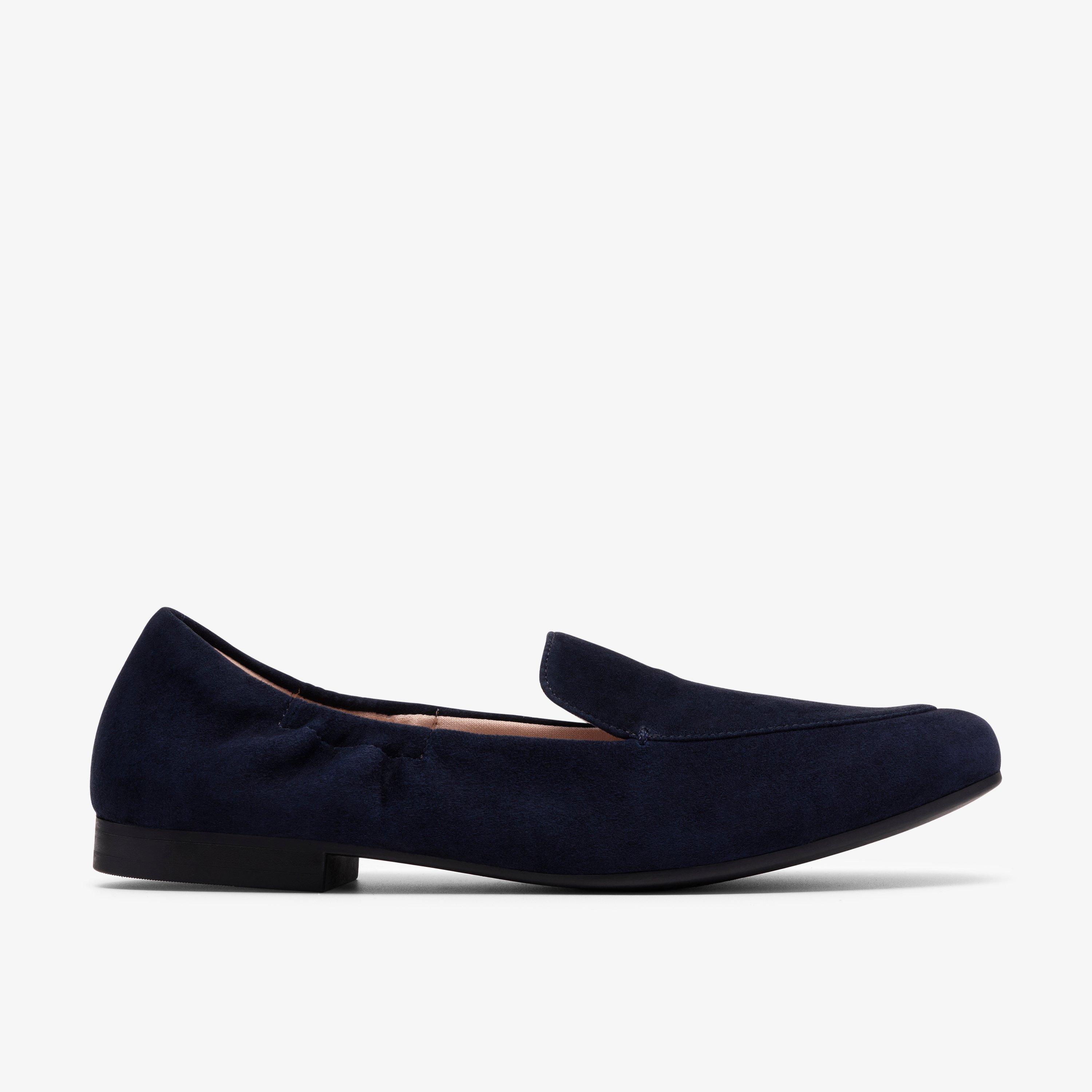Tamna Pure Navy Suede Loafers Slip Ons, view 1 of 6