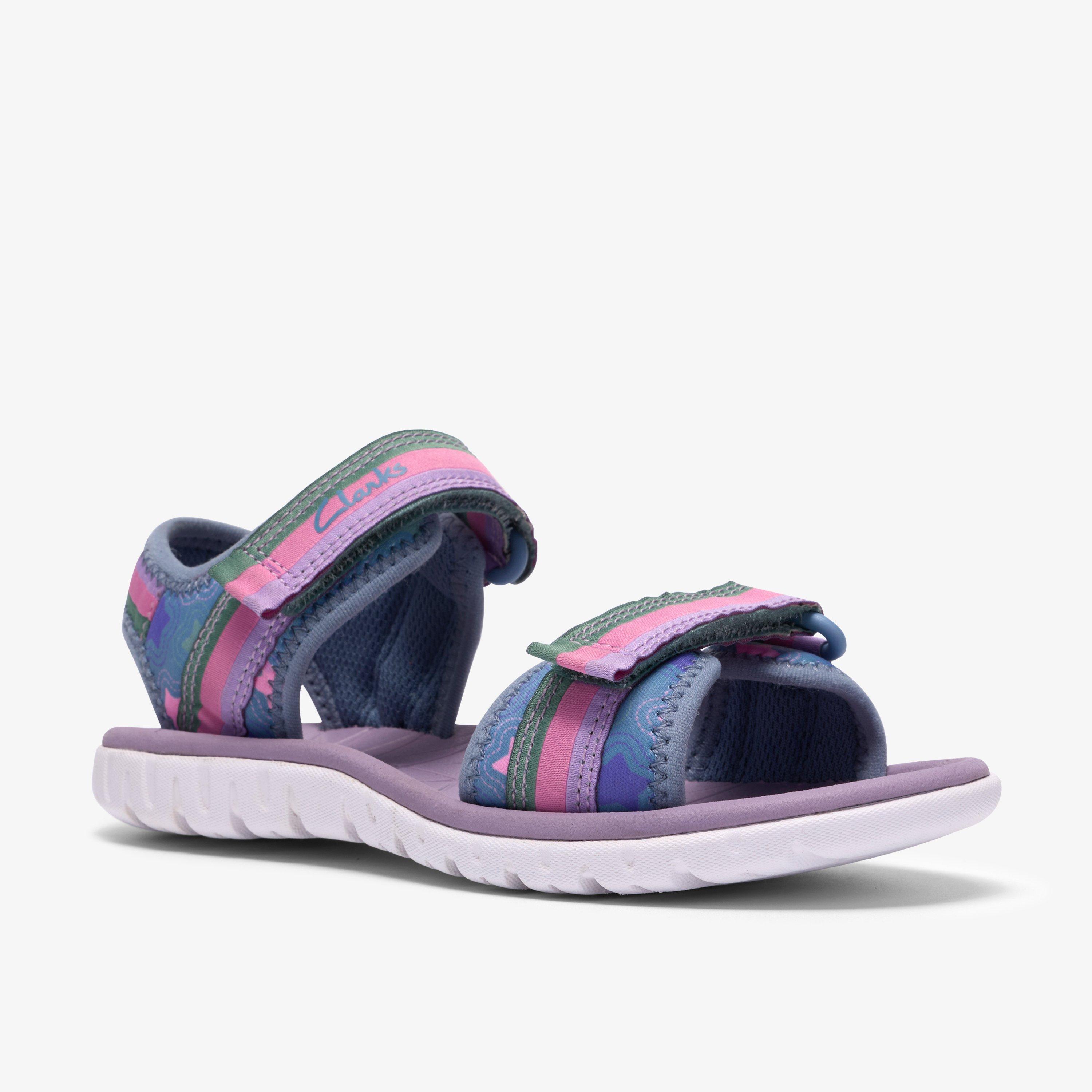 Surfing Tide Kid Denim Flat Sandals Riptape, view 4 of 6
