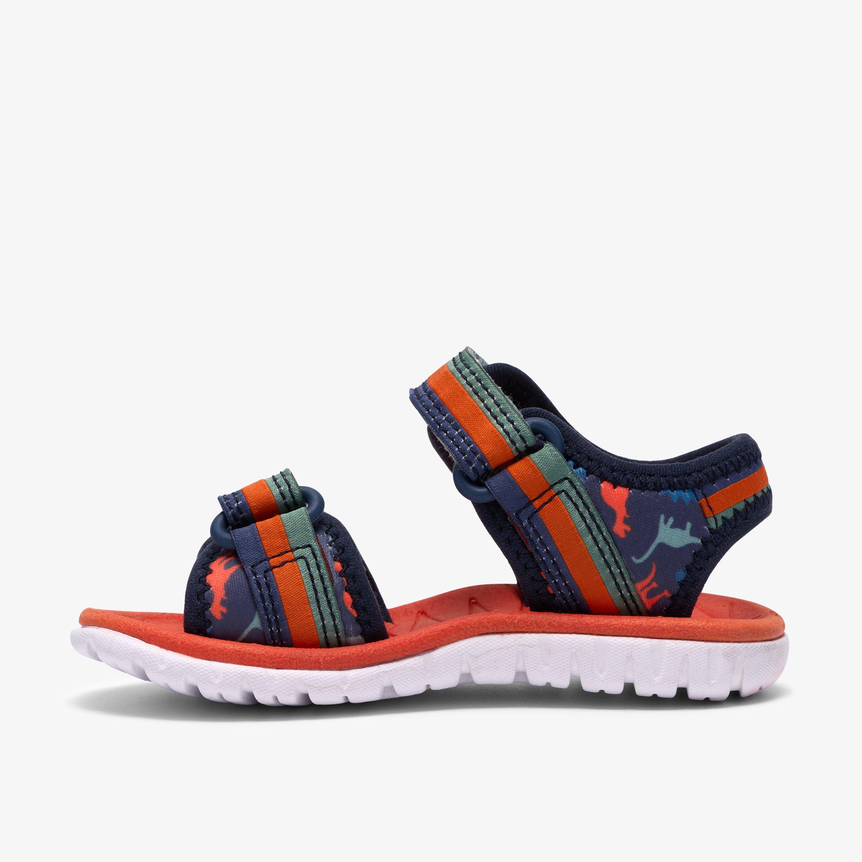 Surfing Tide Toddler Navy Print Flat Sandals Riptape, view 2 of 6
