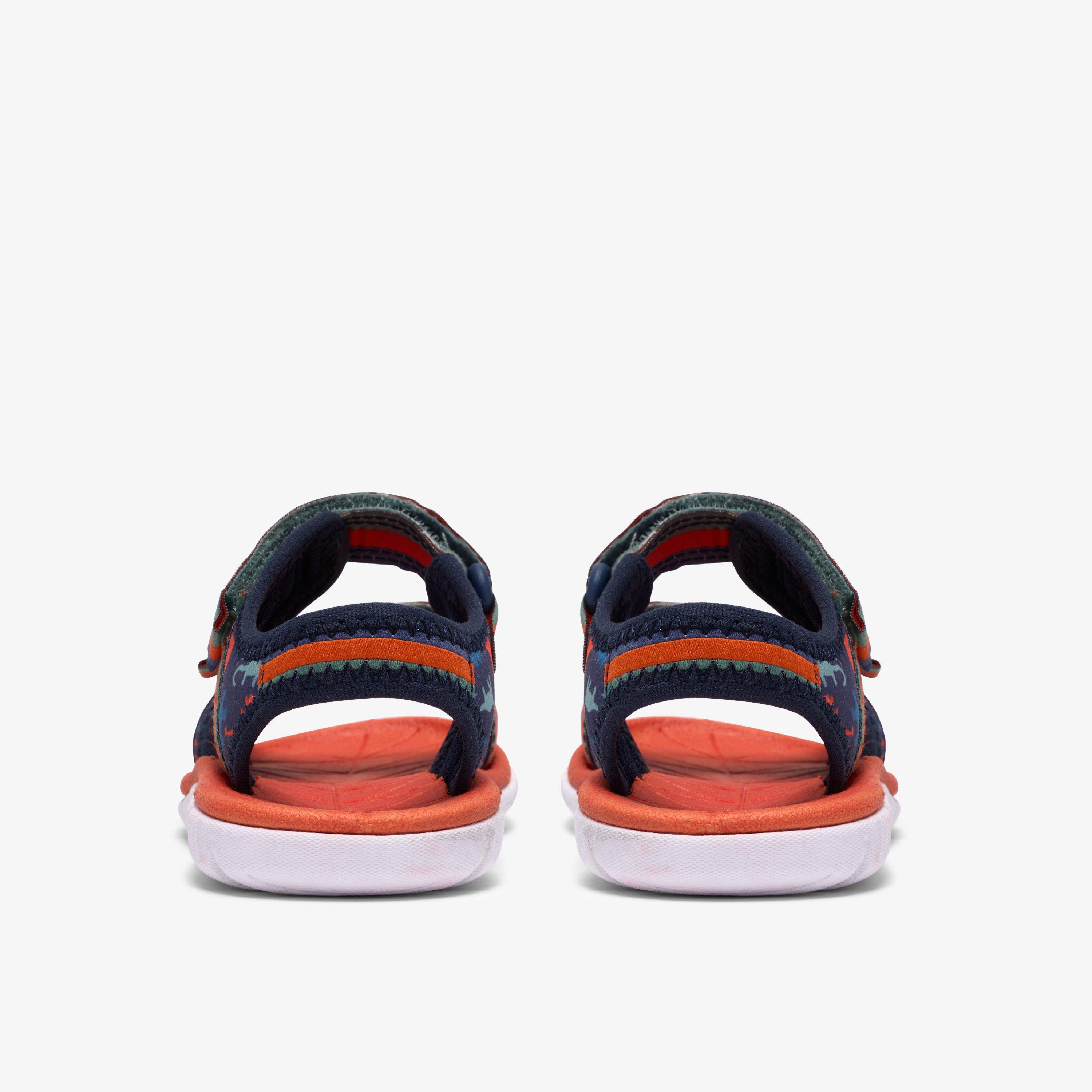 Surfing Tide Toddler Navy Print Flat Sandals Riptape, view 5 of 6
