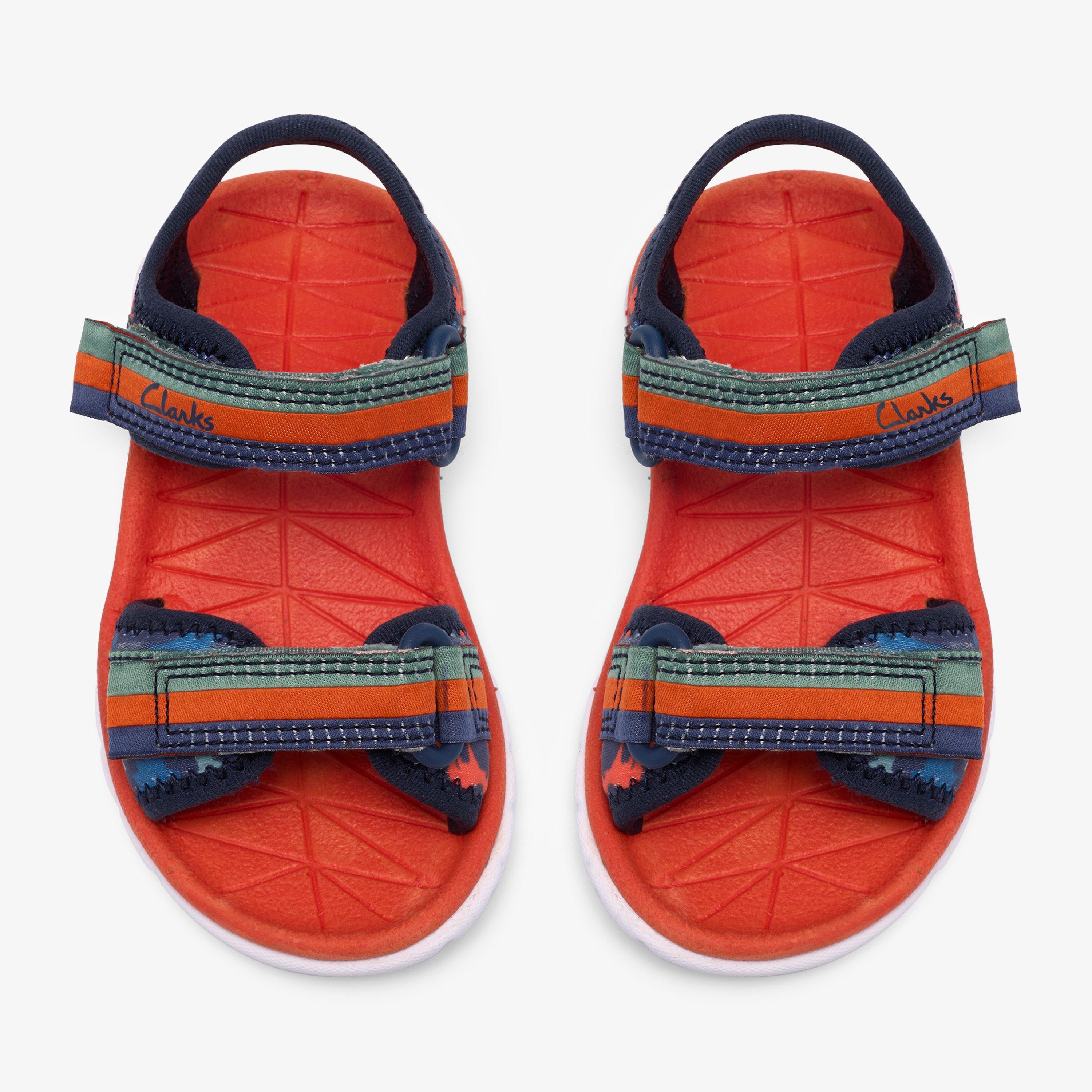Surfing Tide Toddler Navy Print Flat Sandals Riptape, view 6 of 6