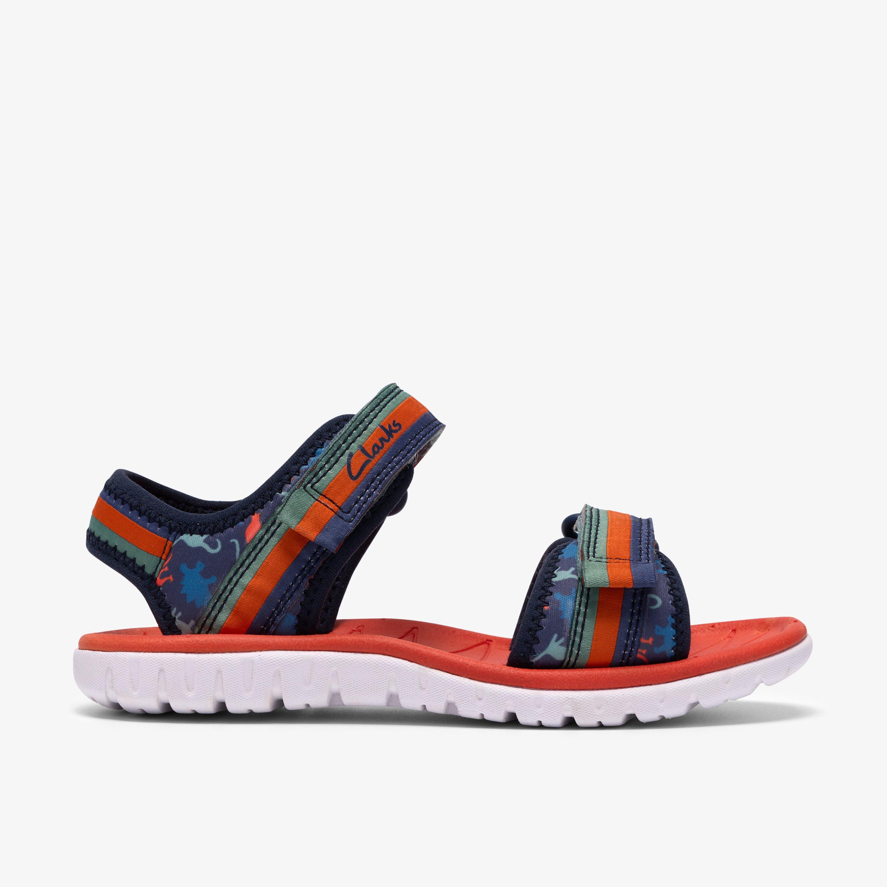 Surfing Tide Kid Navy Print Flat Sandals Riptape, view 1 of 6