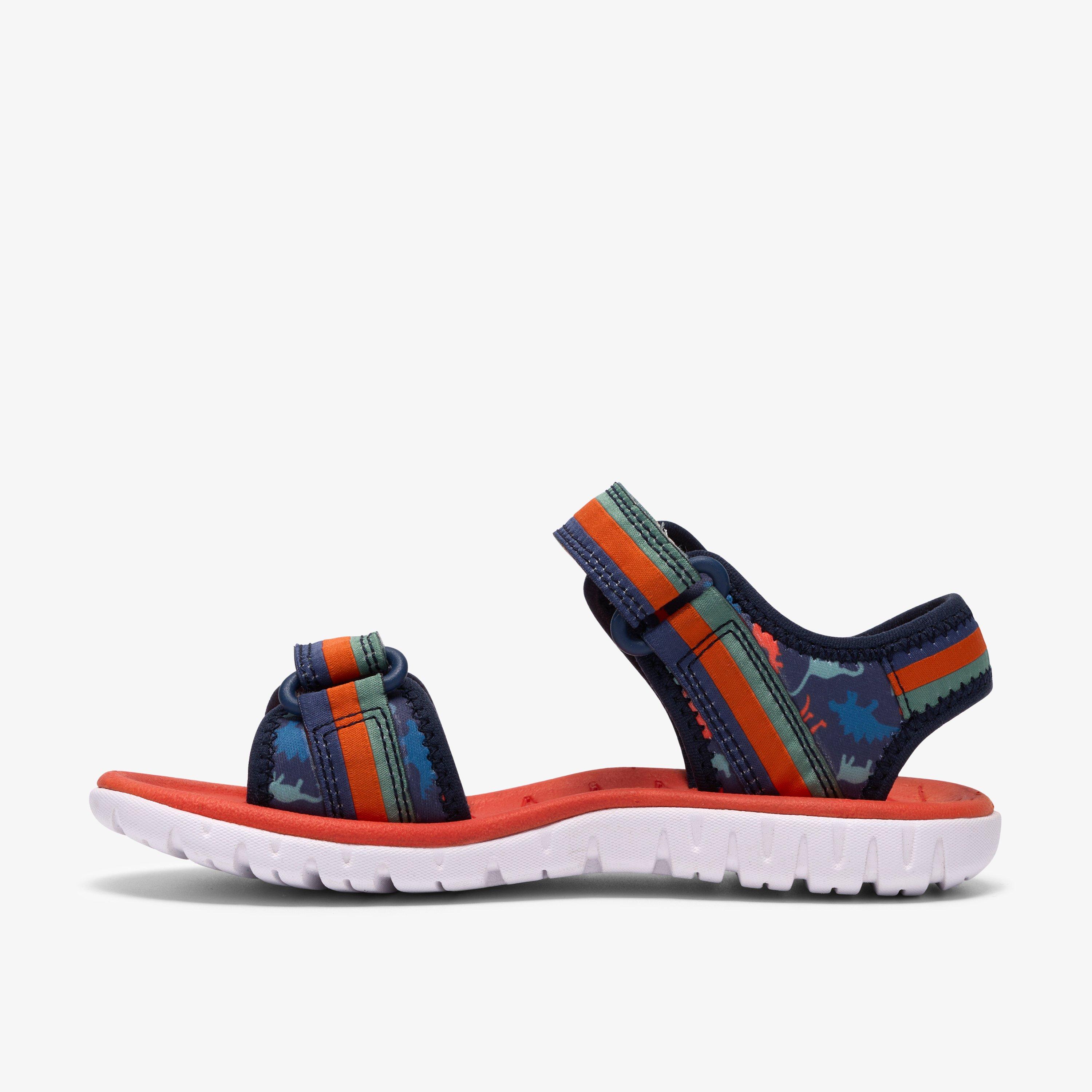 Surfing Tide Kid Navy Print Flat Sandals Riptape, view 2 of 6