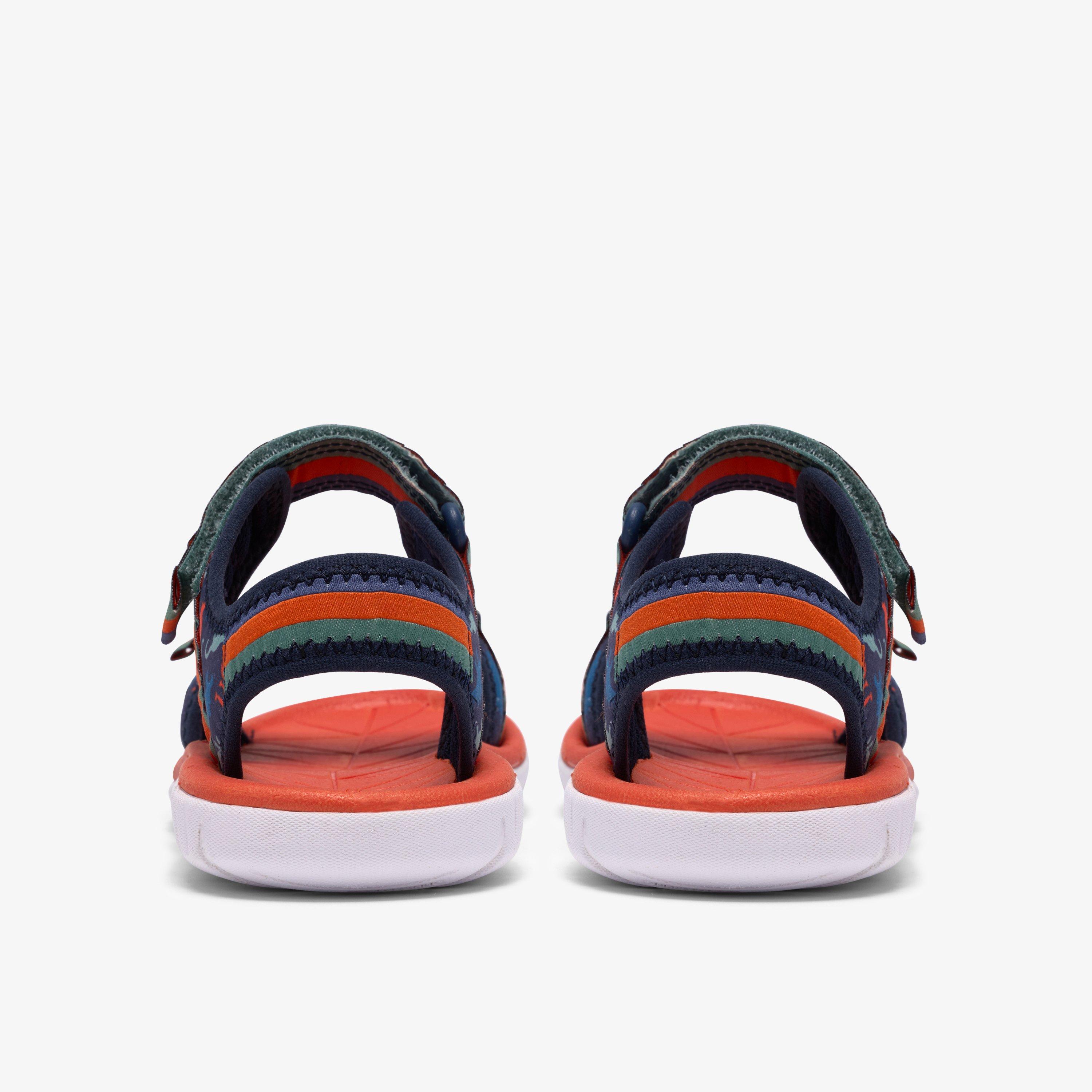 Surfing Tide Kid Navy Print Flat Sandals Riptape, view 5 of 6