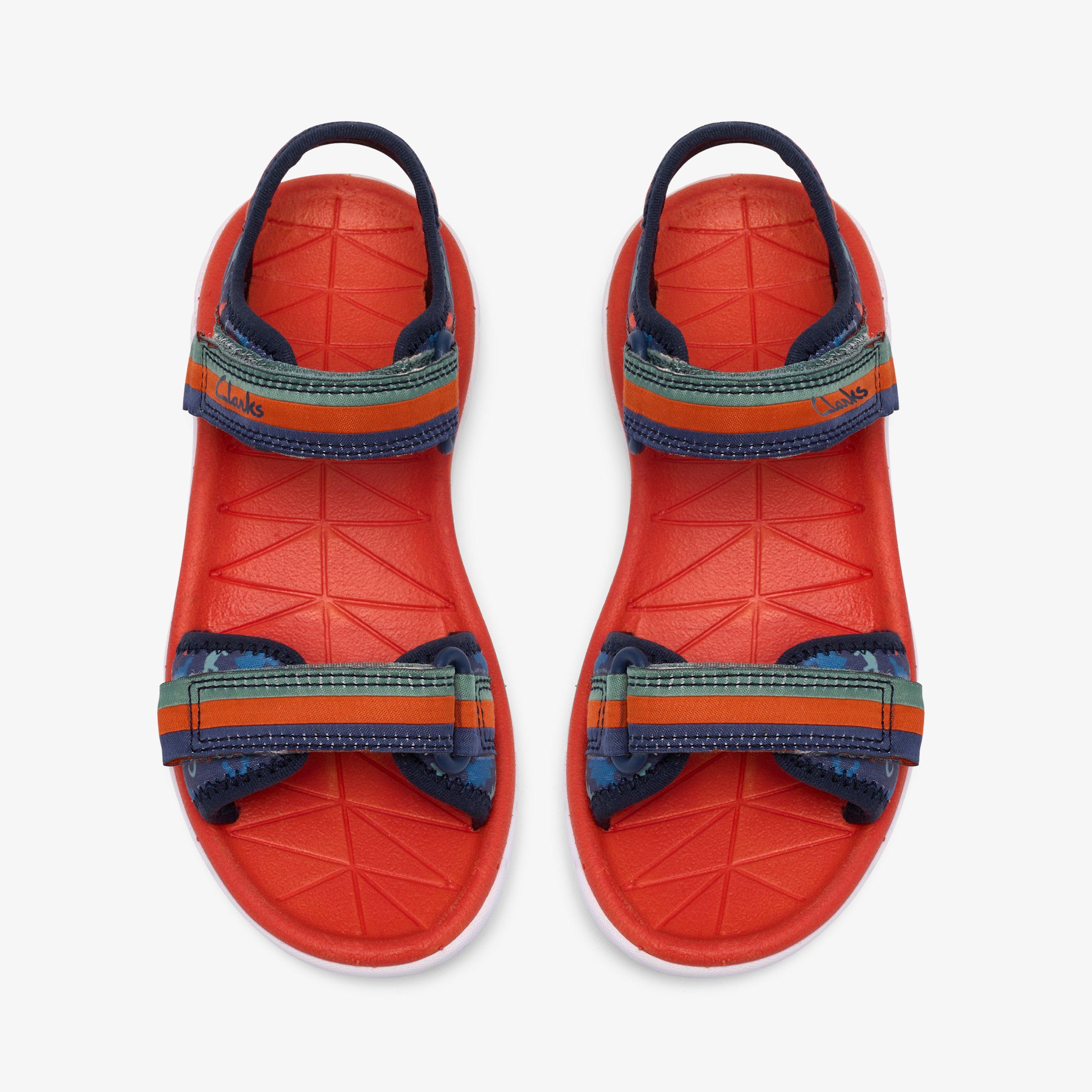 Surfing Tide Kid Navy Print Flat Sandals Riptape, view 6 of 6