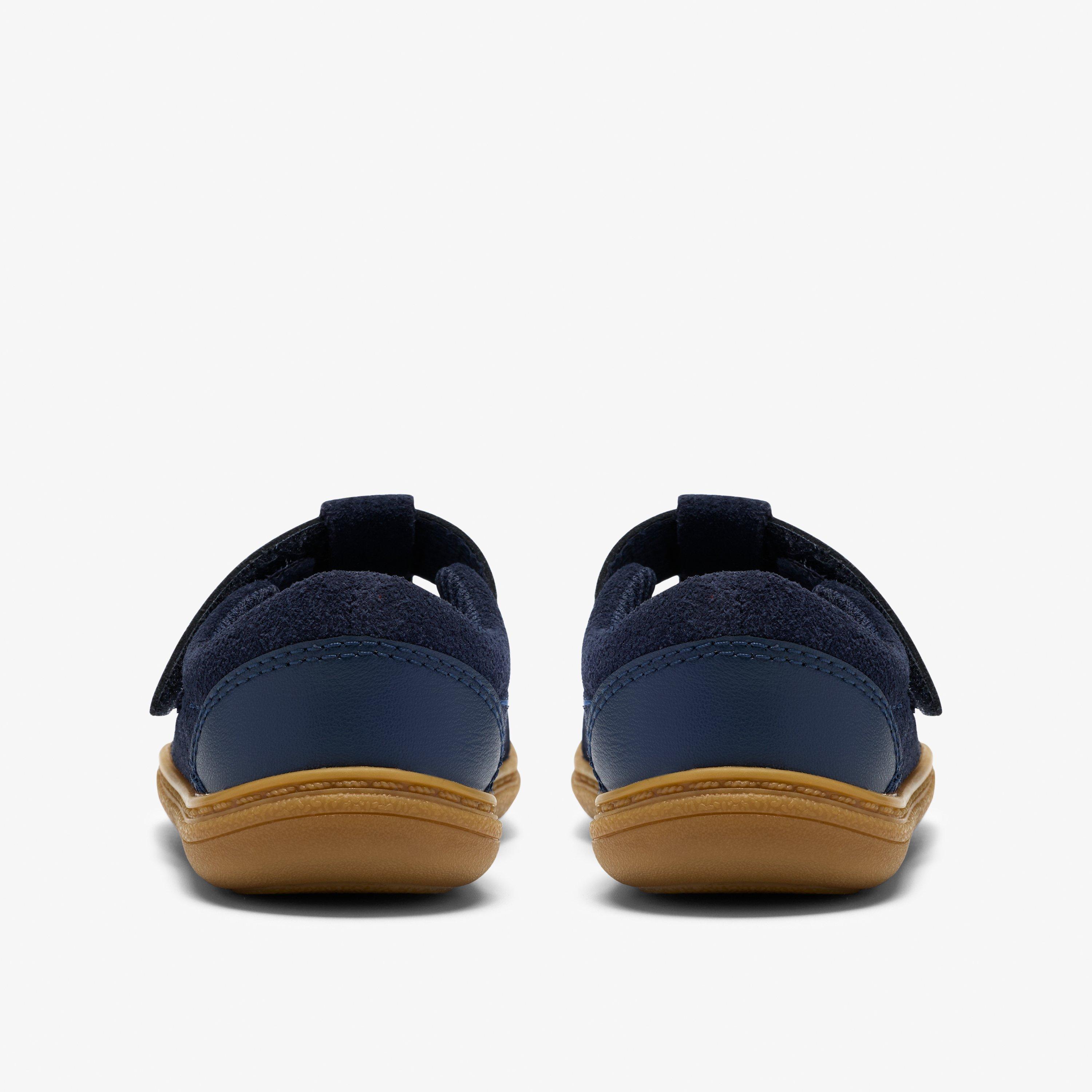 Flash Ruby Toddler Navy Leather T Bar Shoes Riptape, view 5 of 6