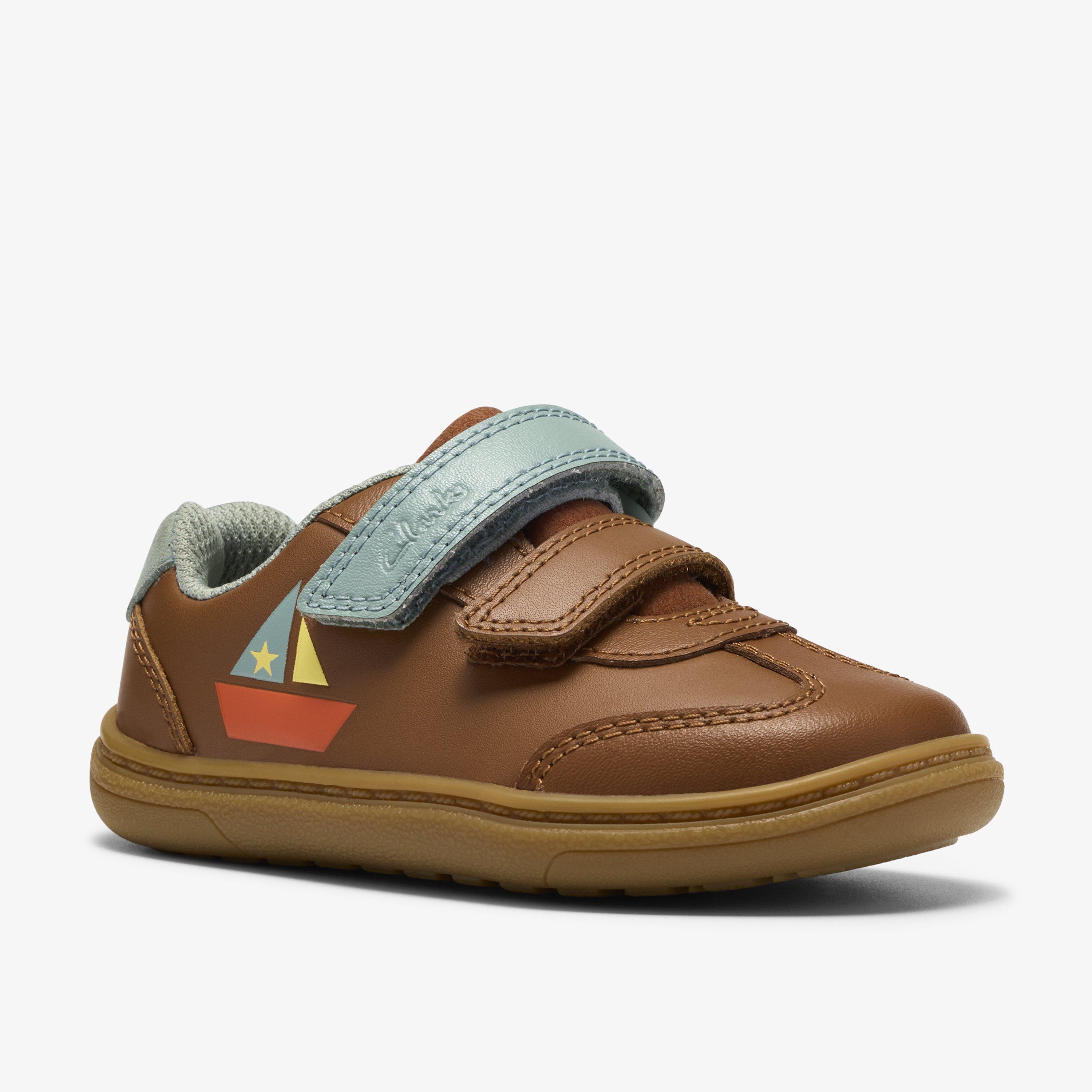 Flash Coast Toddler Tan Leather Riptape, view 4 of 6