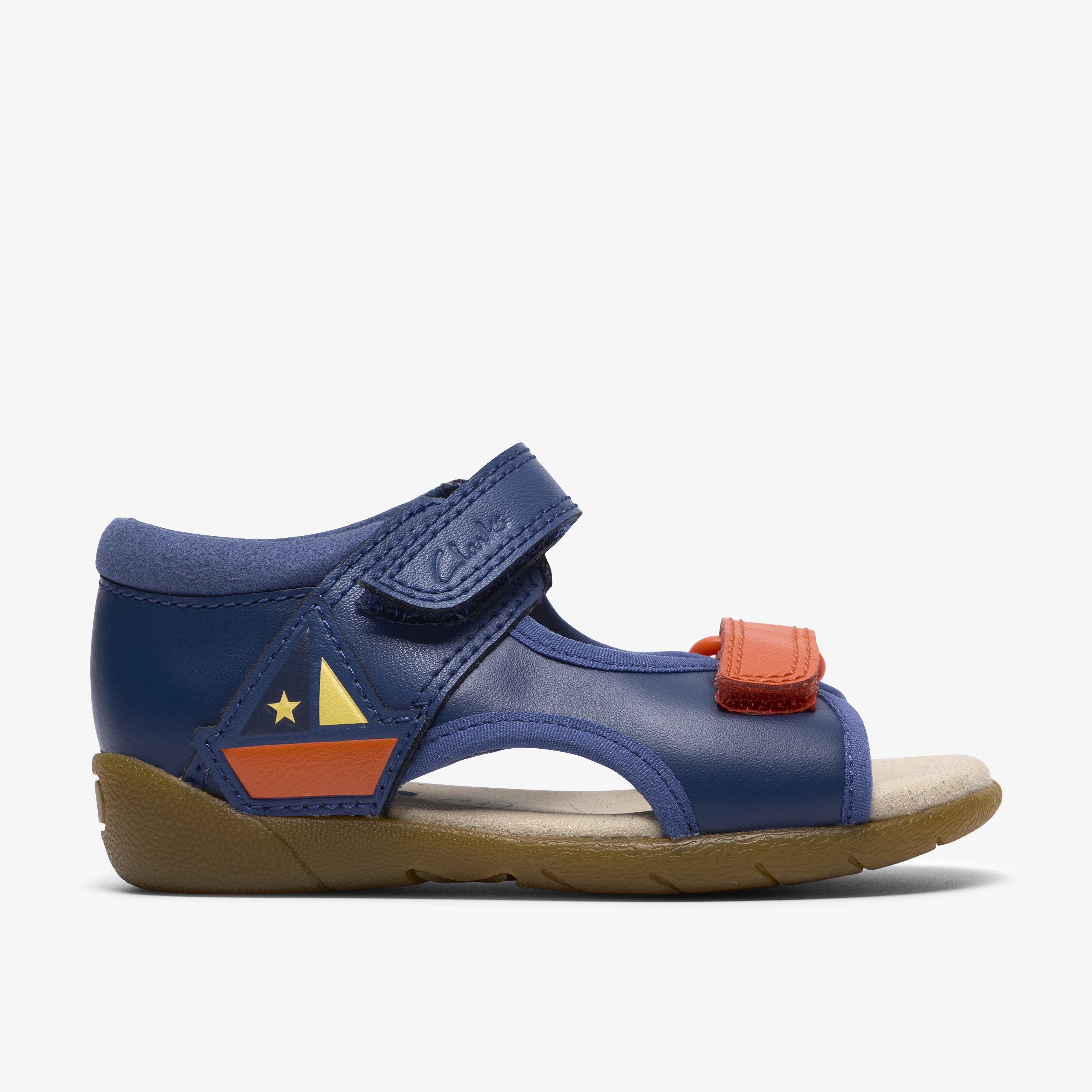 Zora Coast Toddler Navy Leather Flat Sandals Riptape, view 1 of 6