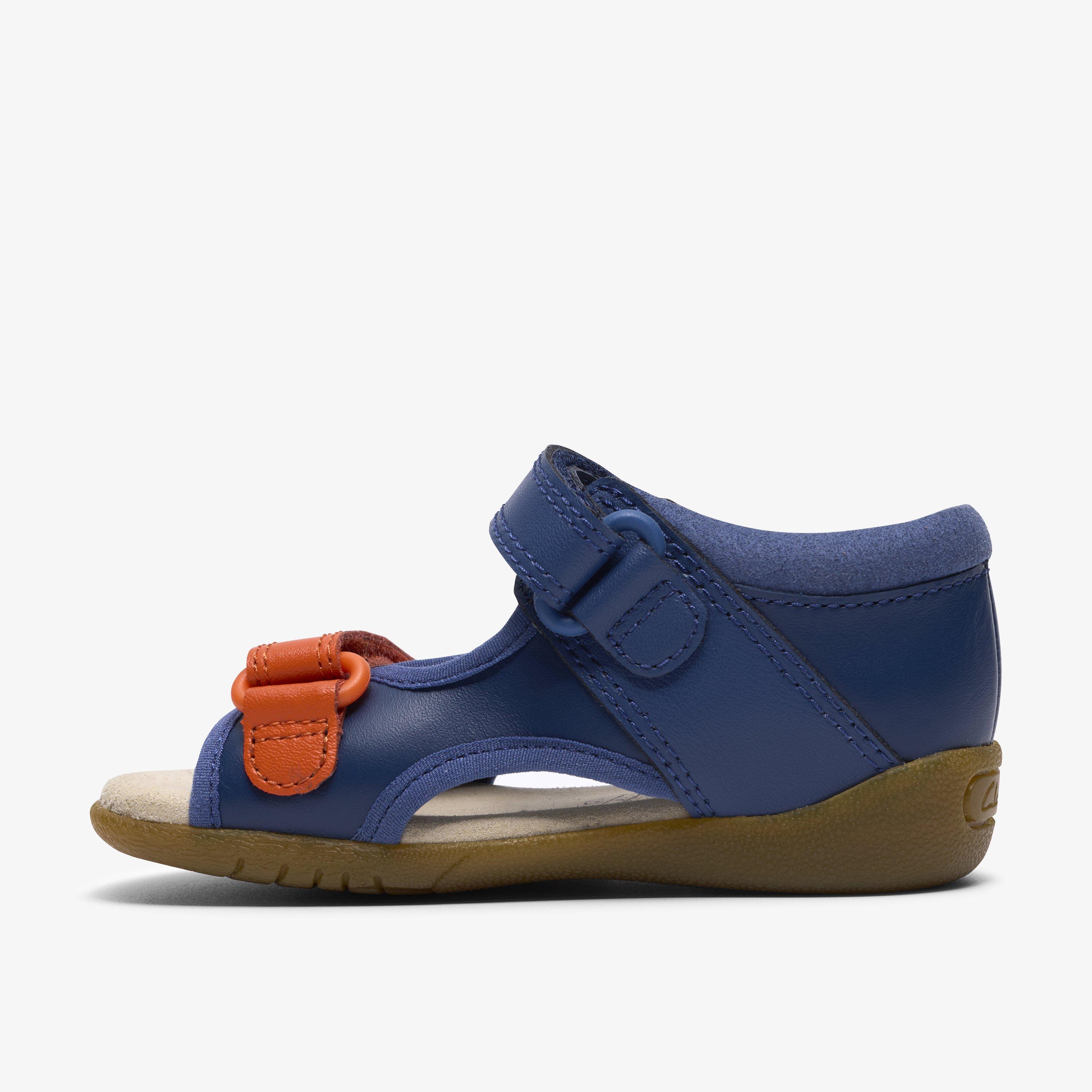 Zora Coast Toddler Navy Leather Flat Sandals Riptape, view 2 of 6