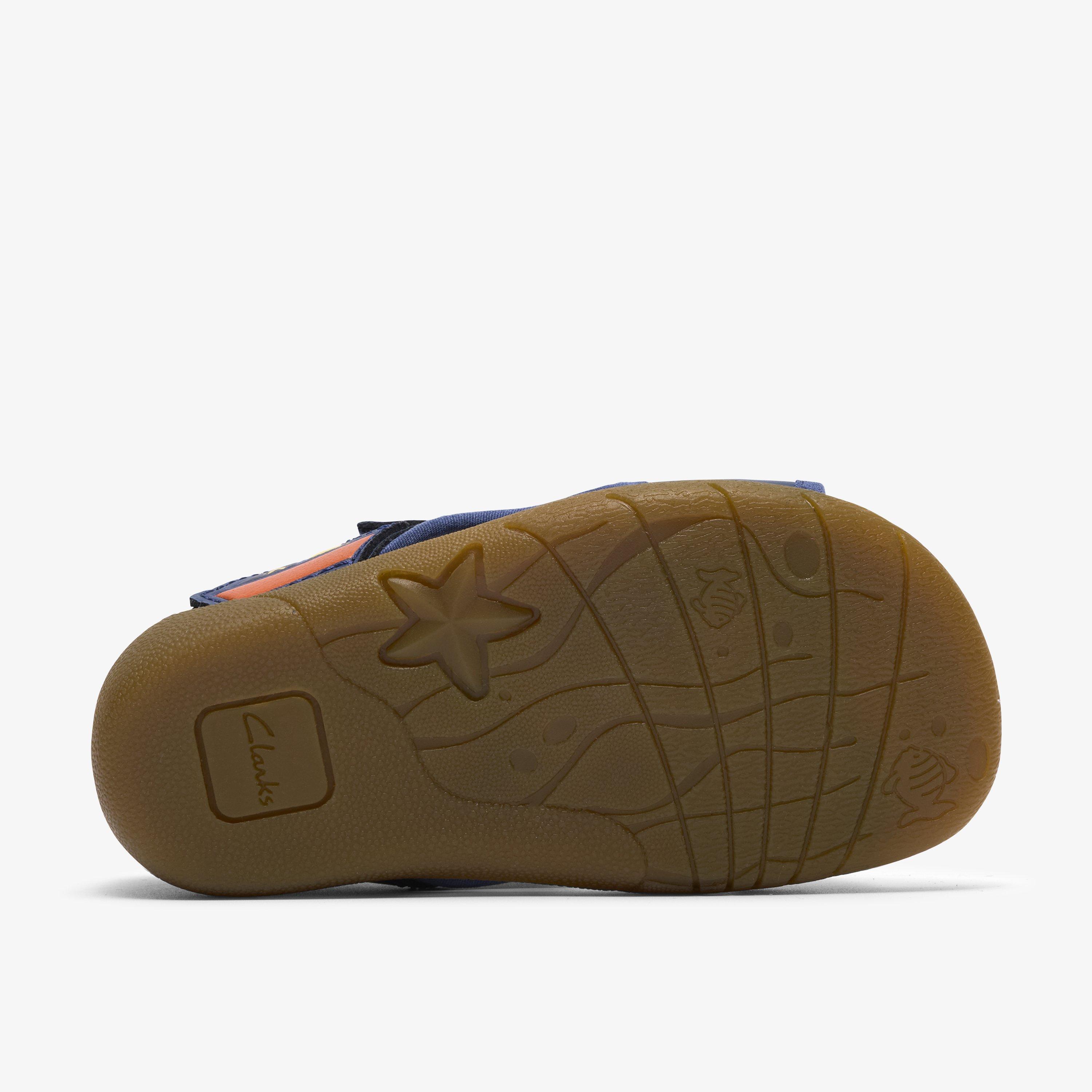Zora Coast Toddler Navy Leather Flat Sandals Riptape, view 3 of 6
