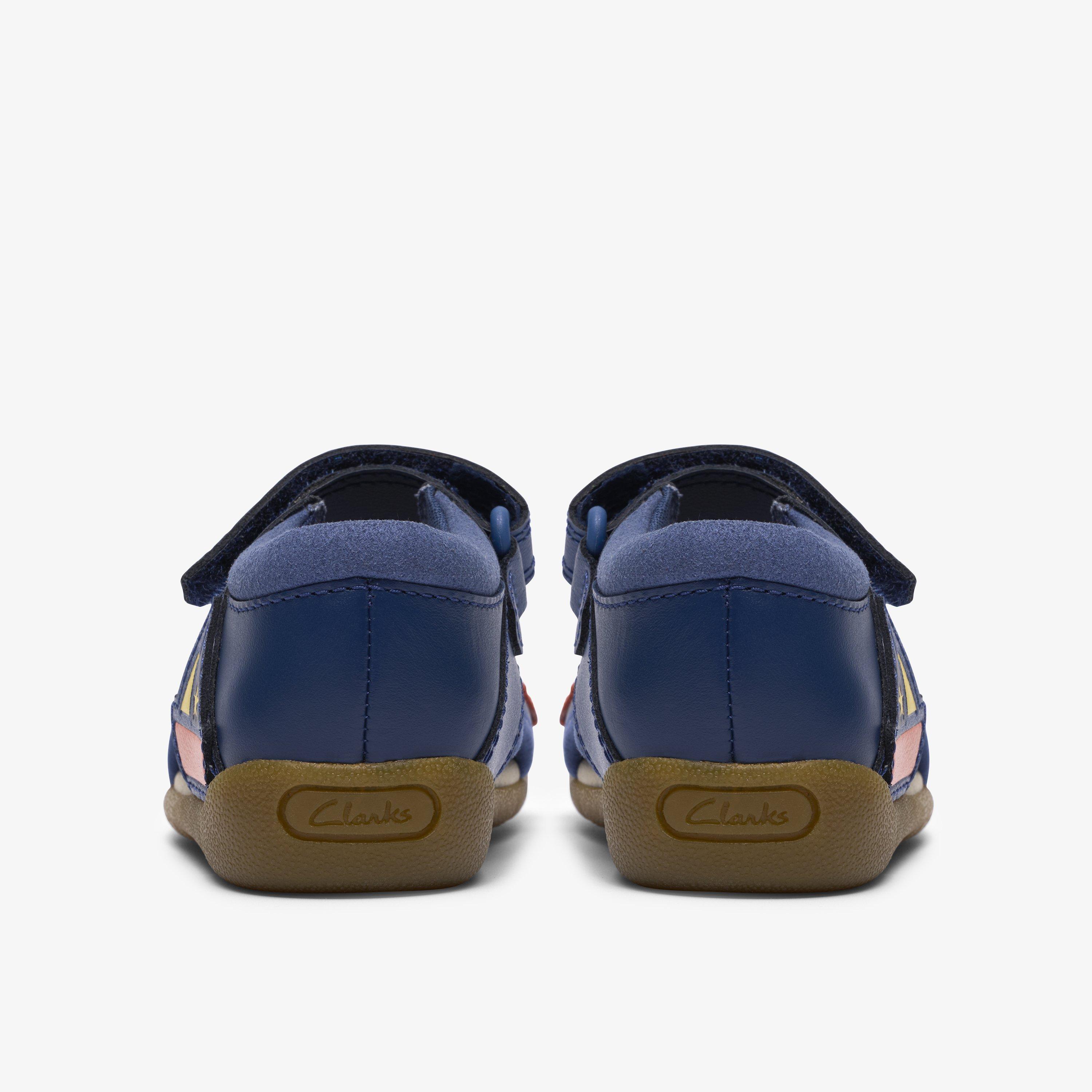 Zora Coast Toddler Navy Leather Flat Sandals Riptape, view 5 of 6